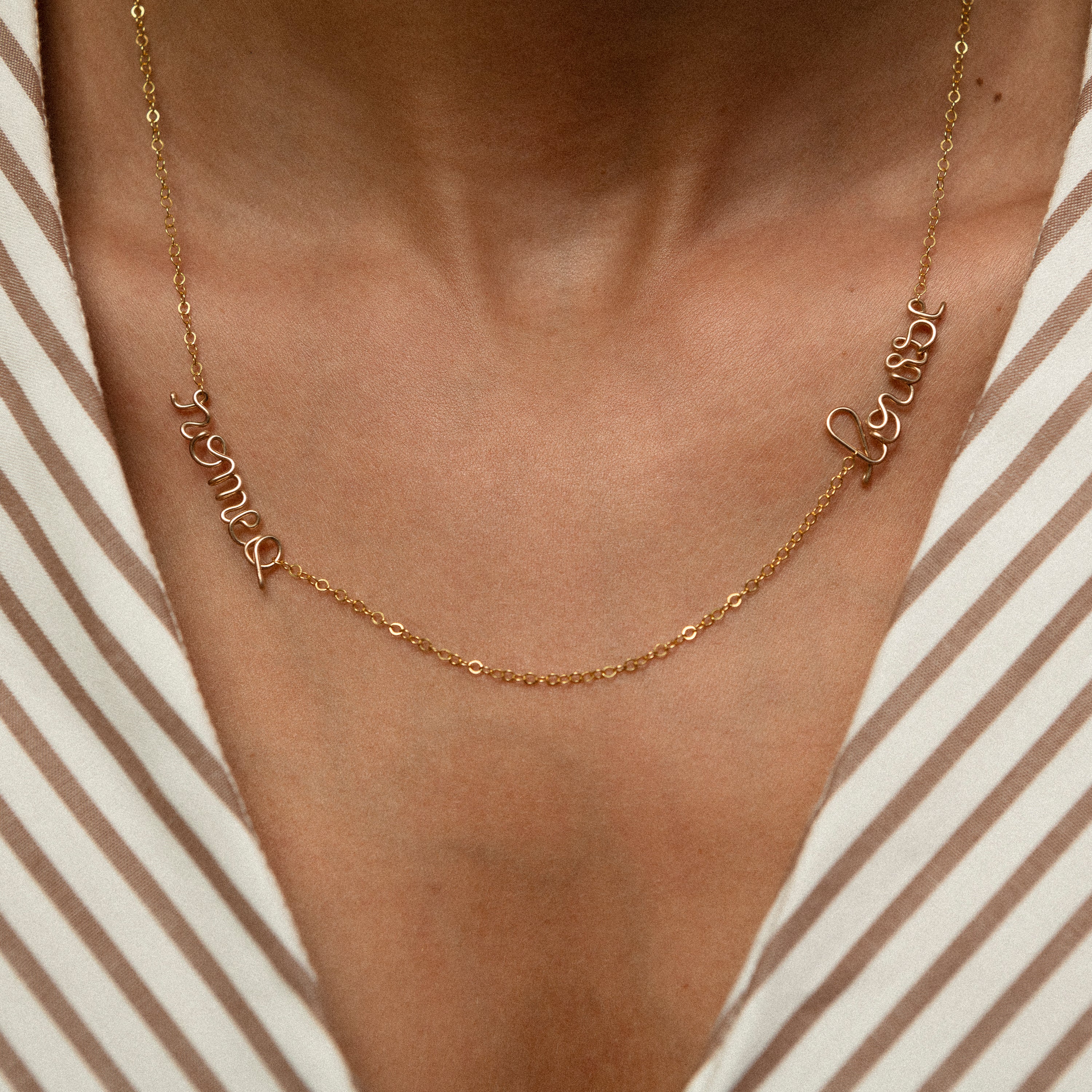 Collier Richelieu Duo Personnalisé - or jaune laminé