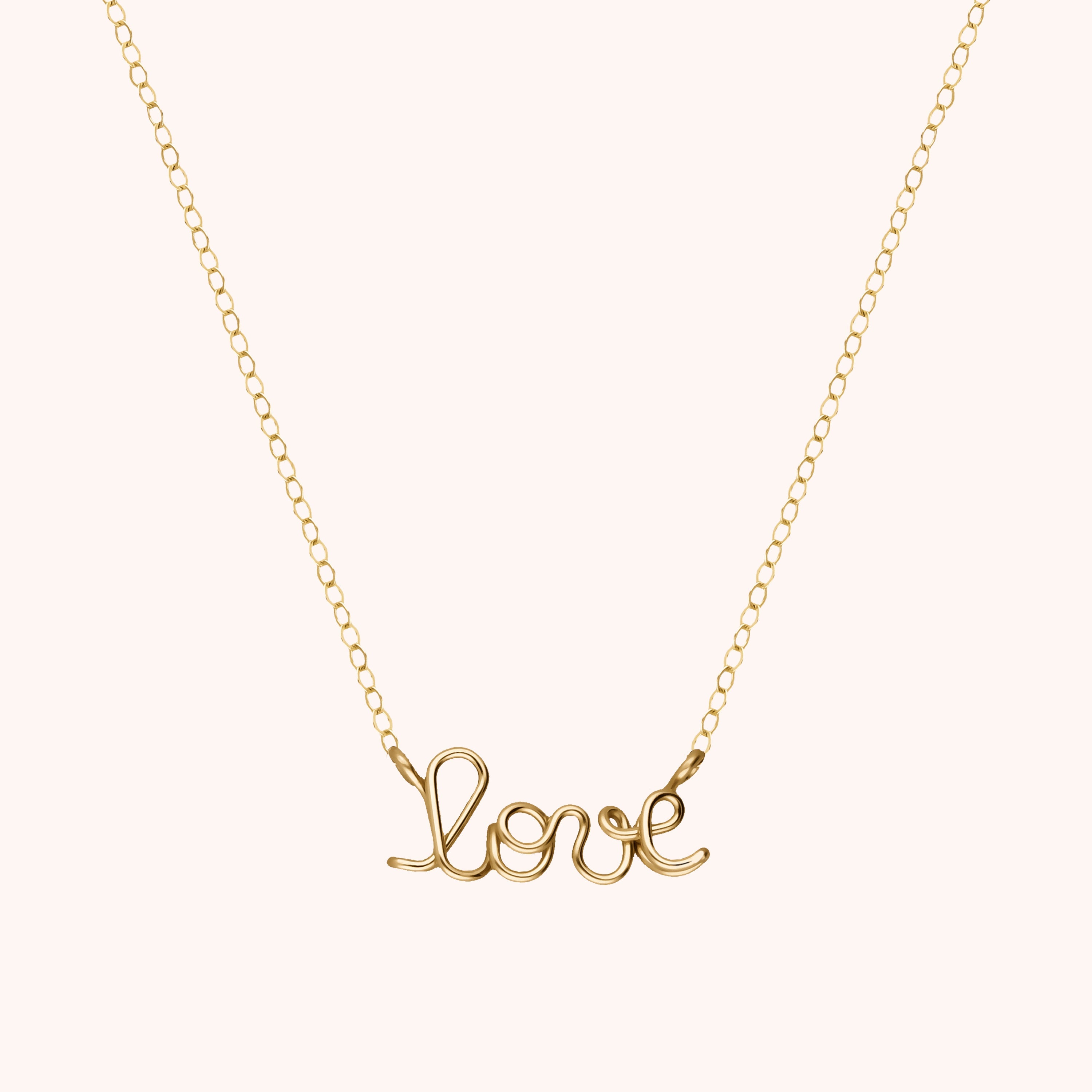 Collier Richelieu Love en or jaune laminé — bijou artisanal fait main