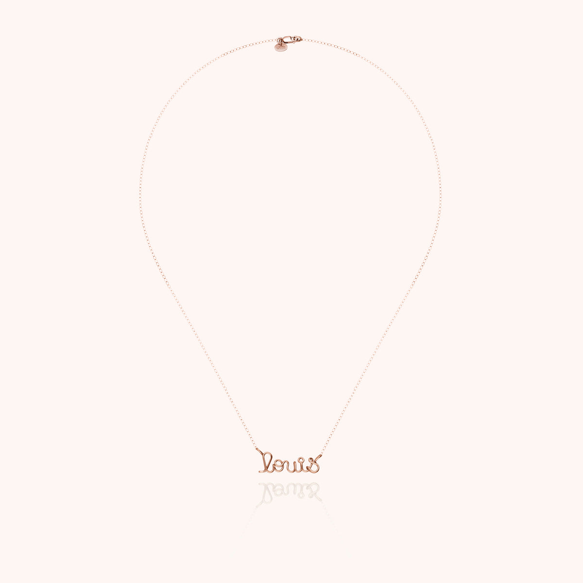 Collana Richelieu Personalizzata in filo d'oro rosa laminato 14k, nome modellato a mano