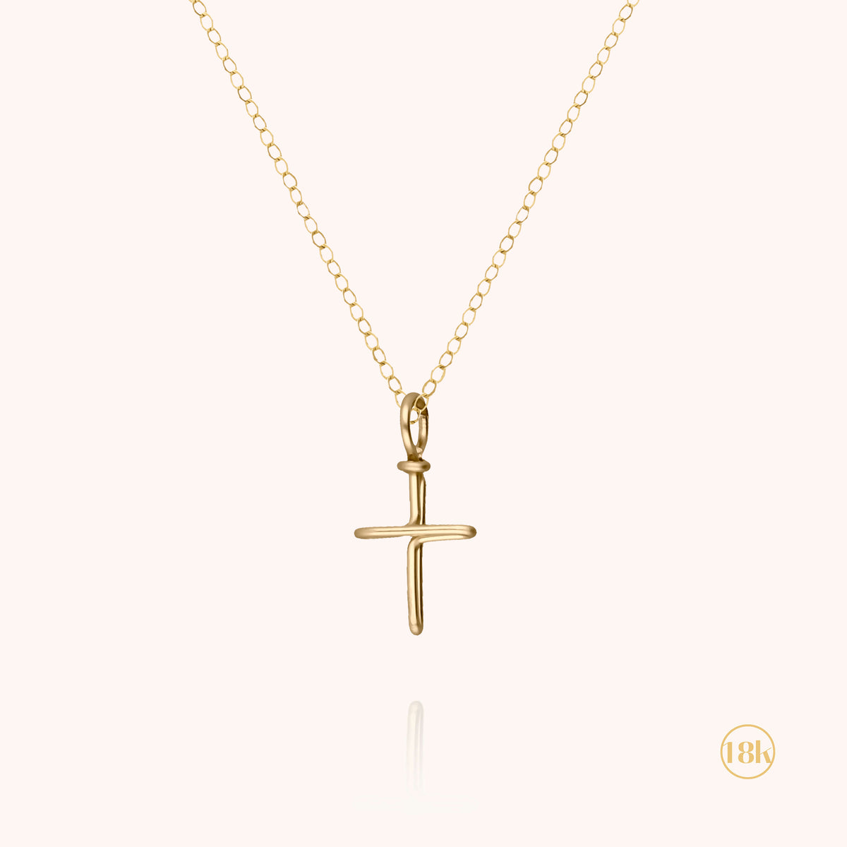 Collana Charms Simbolico Croce in filo d'oro giallo 18kt su fondo bianco