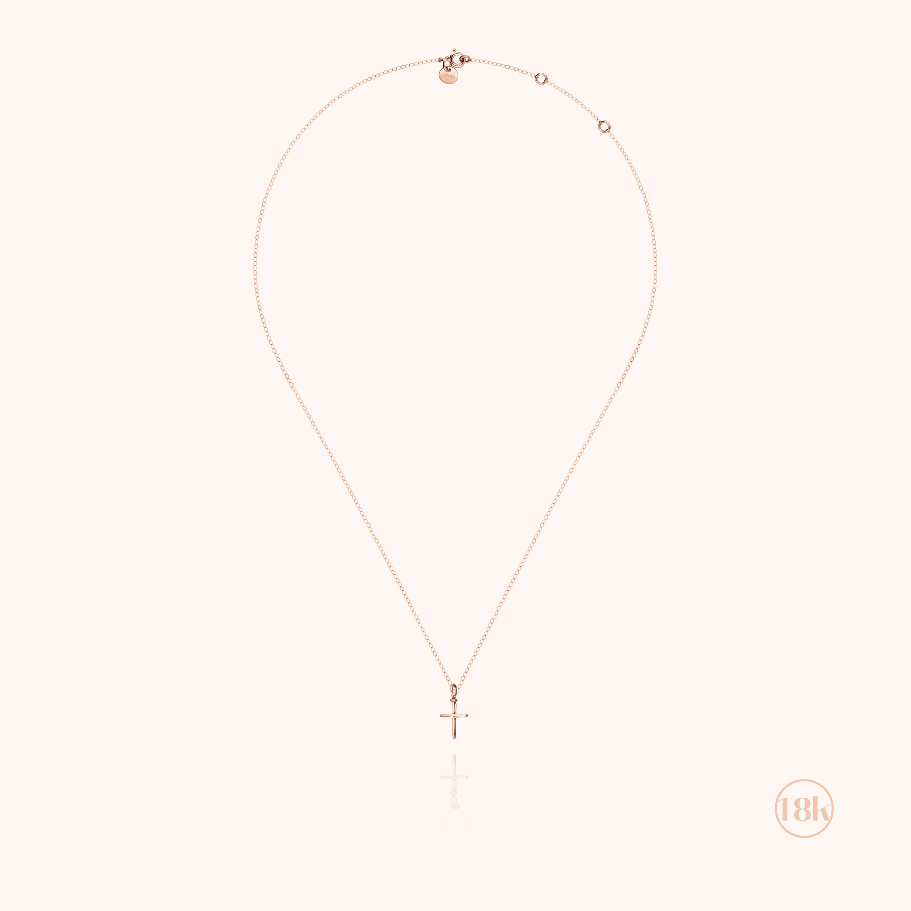Necklace Charms Symbolic Cross - Rose 18k gold