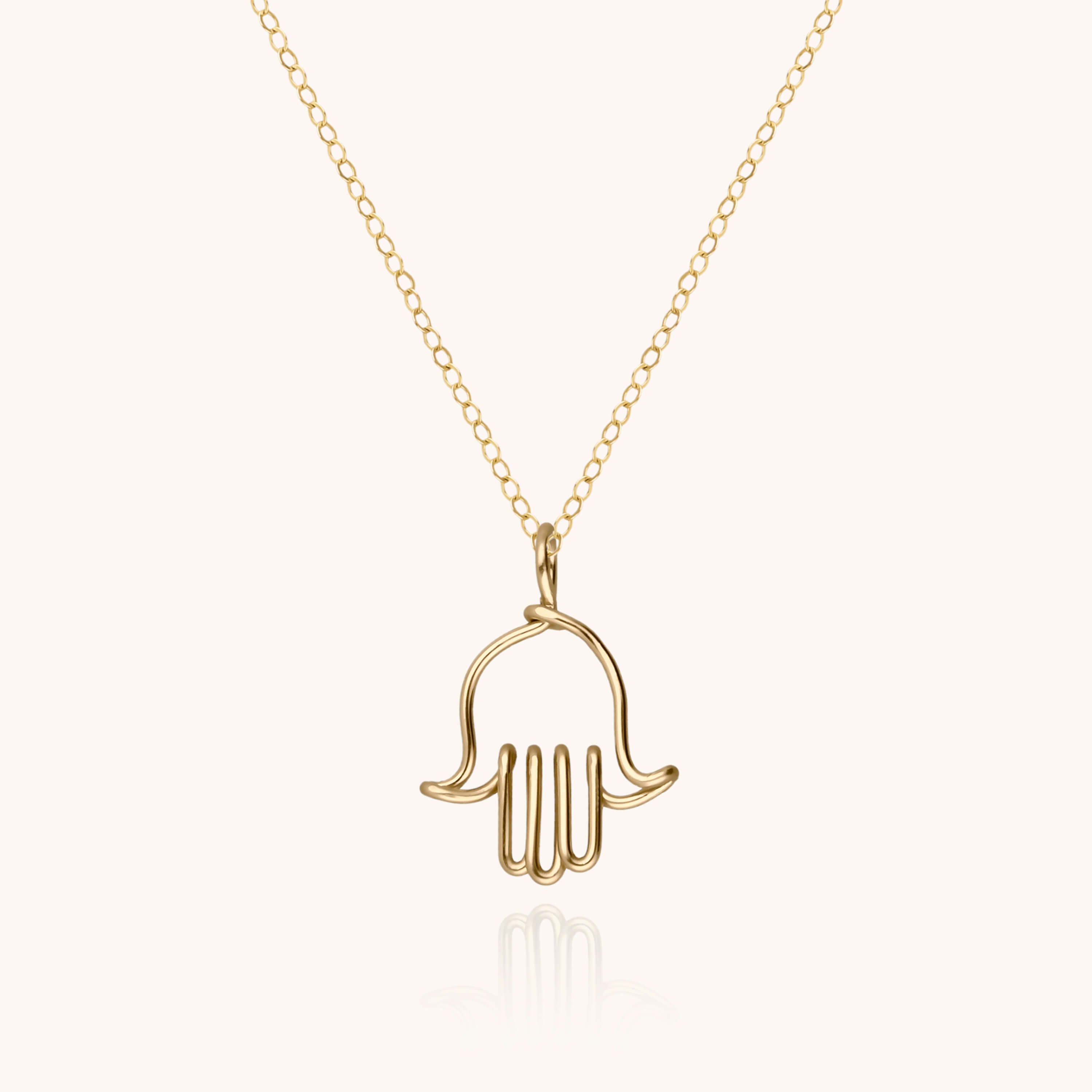 Collier Charms Symbolic Main de Fatma en or jaune laminé — bijou artisanal fait main