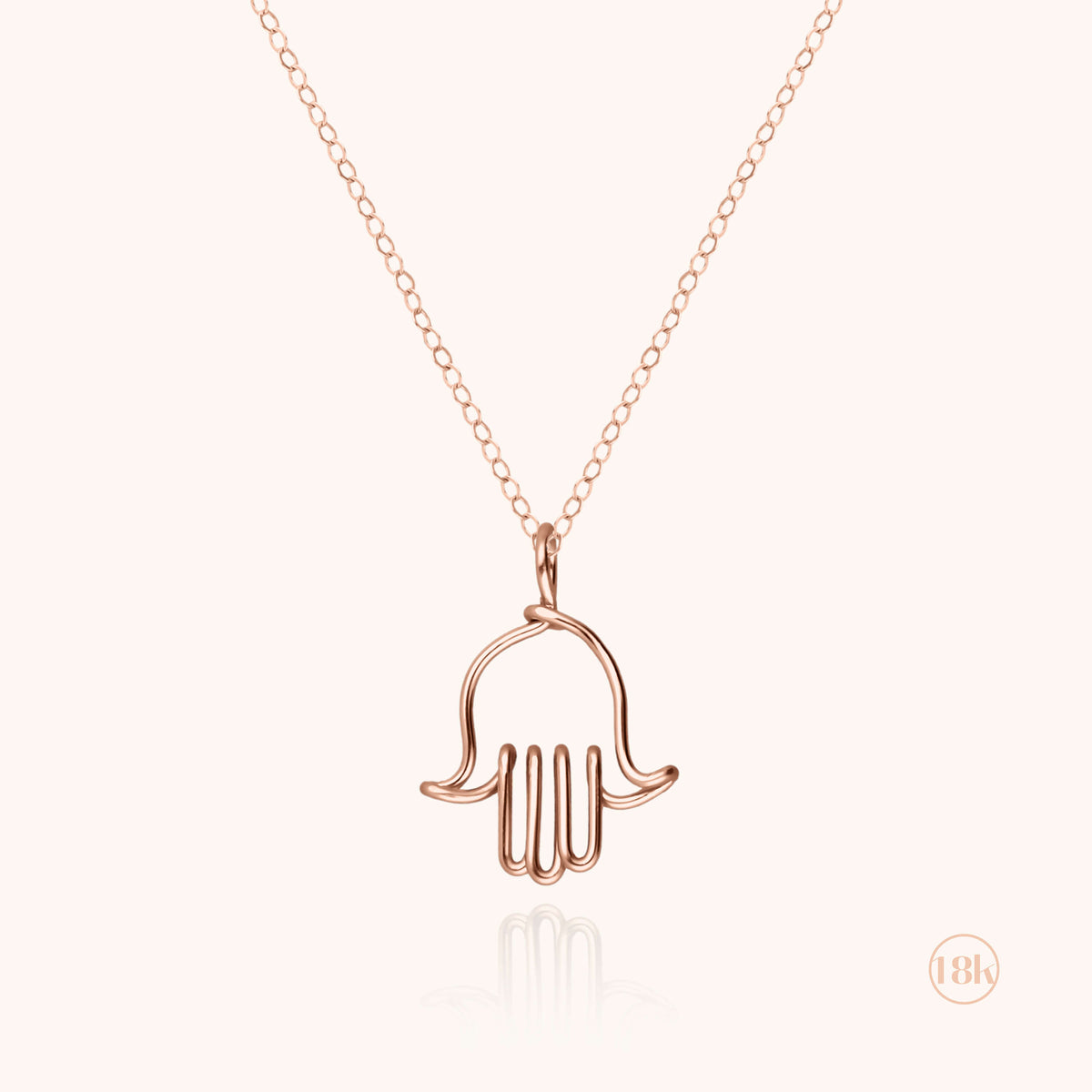 Charm-Kette Hand der Fatima aus 18 Karat Roségold mit Richelieu-Kette