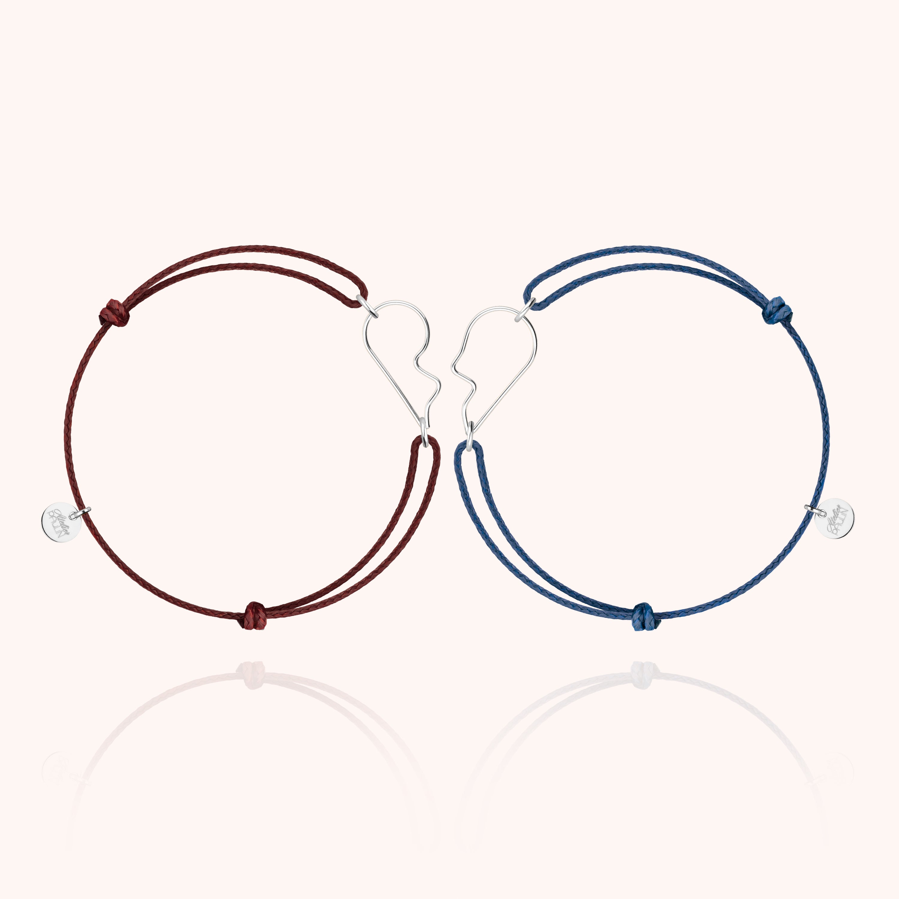 Duo de Bracelets Cordons Cœur de l'Amour - argent