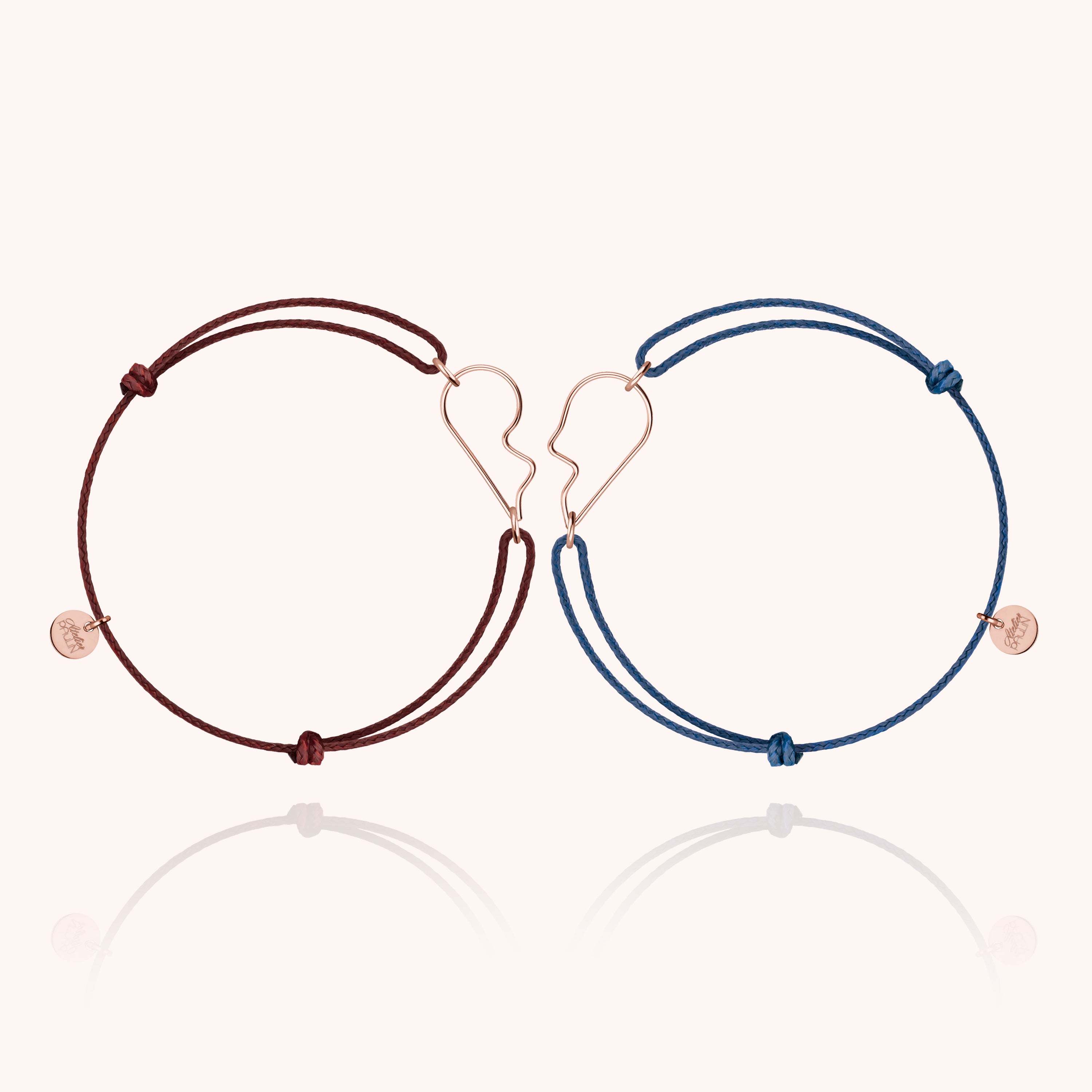 Duo di Bracciali Cordino Cuore dell'Amore- oro rosa laminato