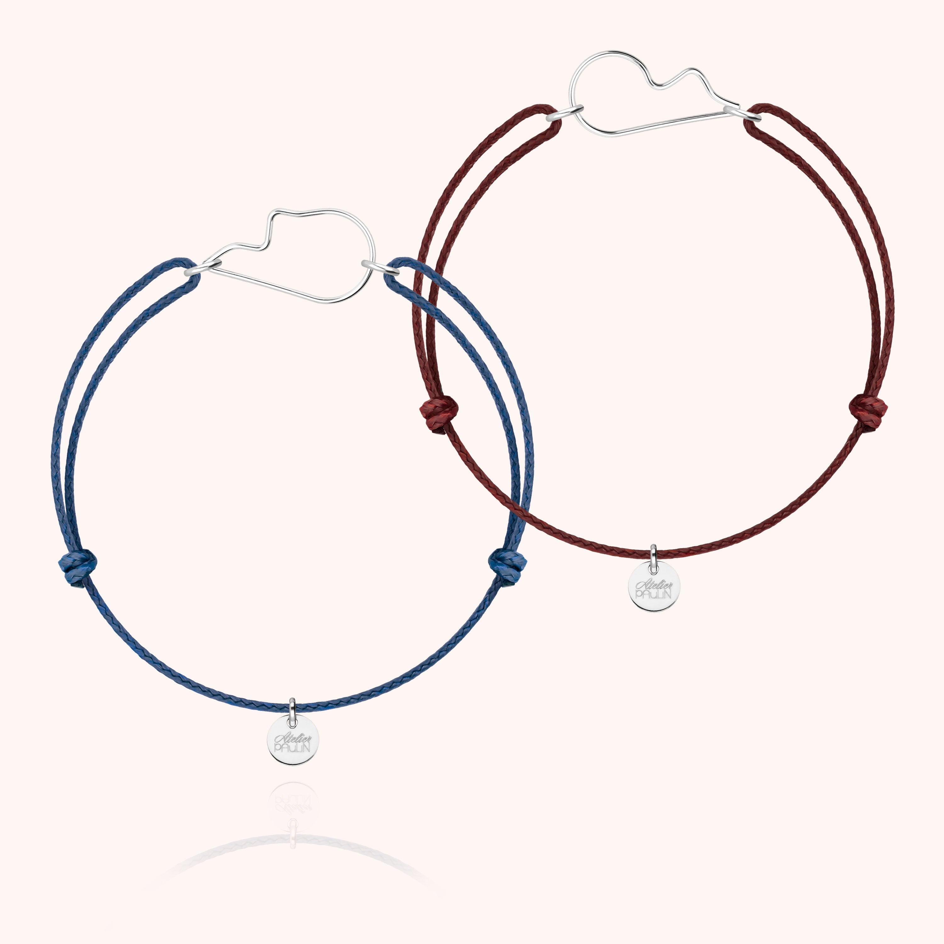Duo de Bracelets Cordons Cœur de l'Amour - argent