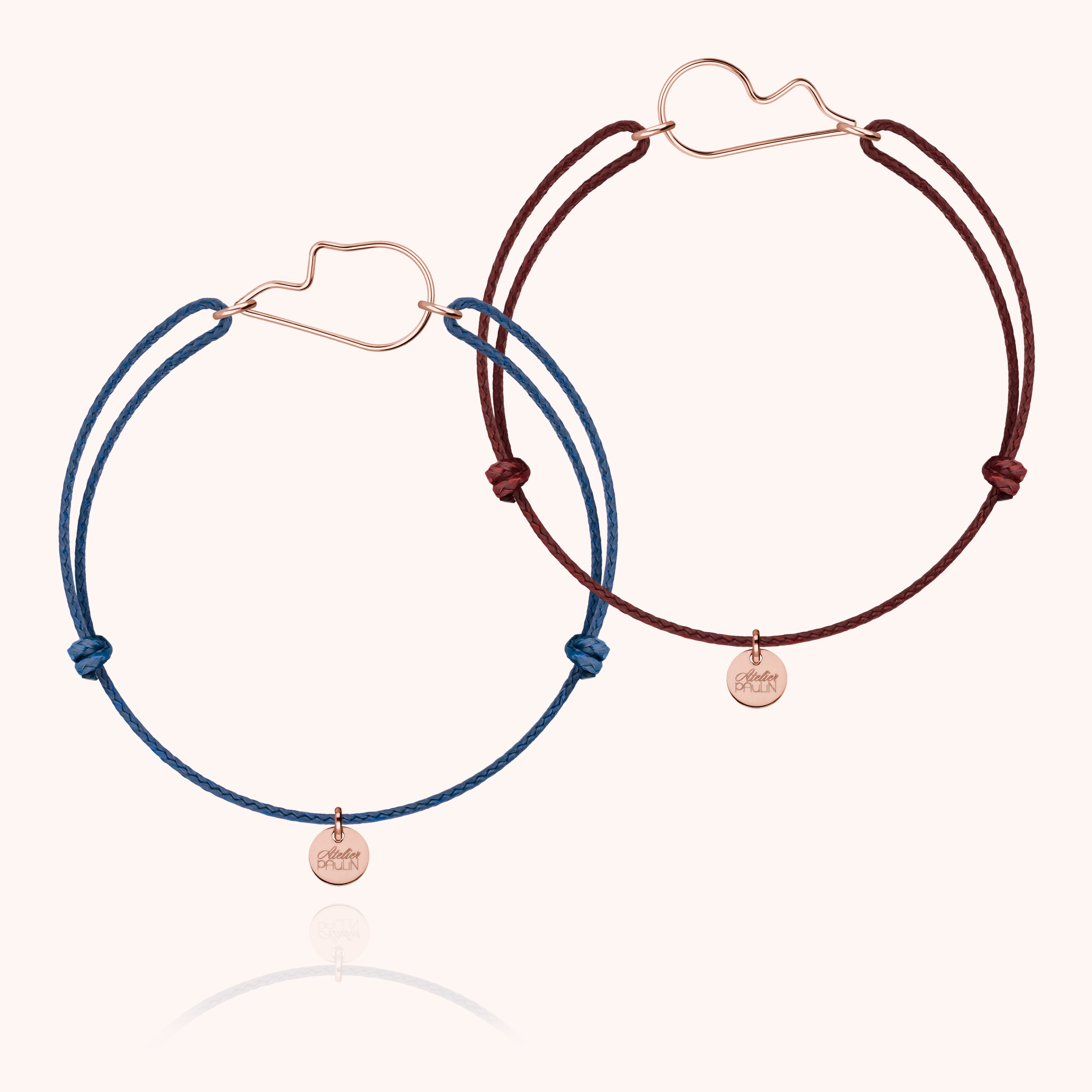 Duo di Bracciali Cordino Cuore dell'Amore- oro rosa laminato