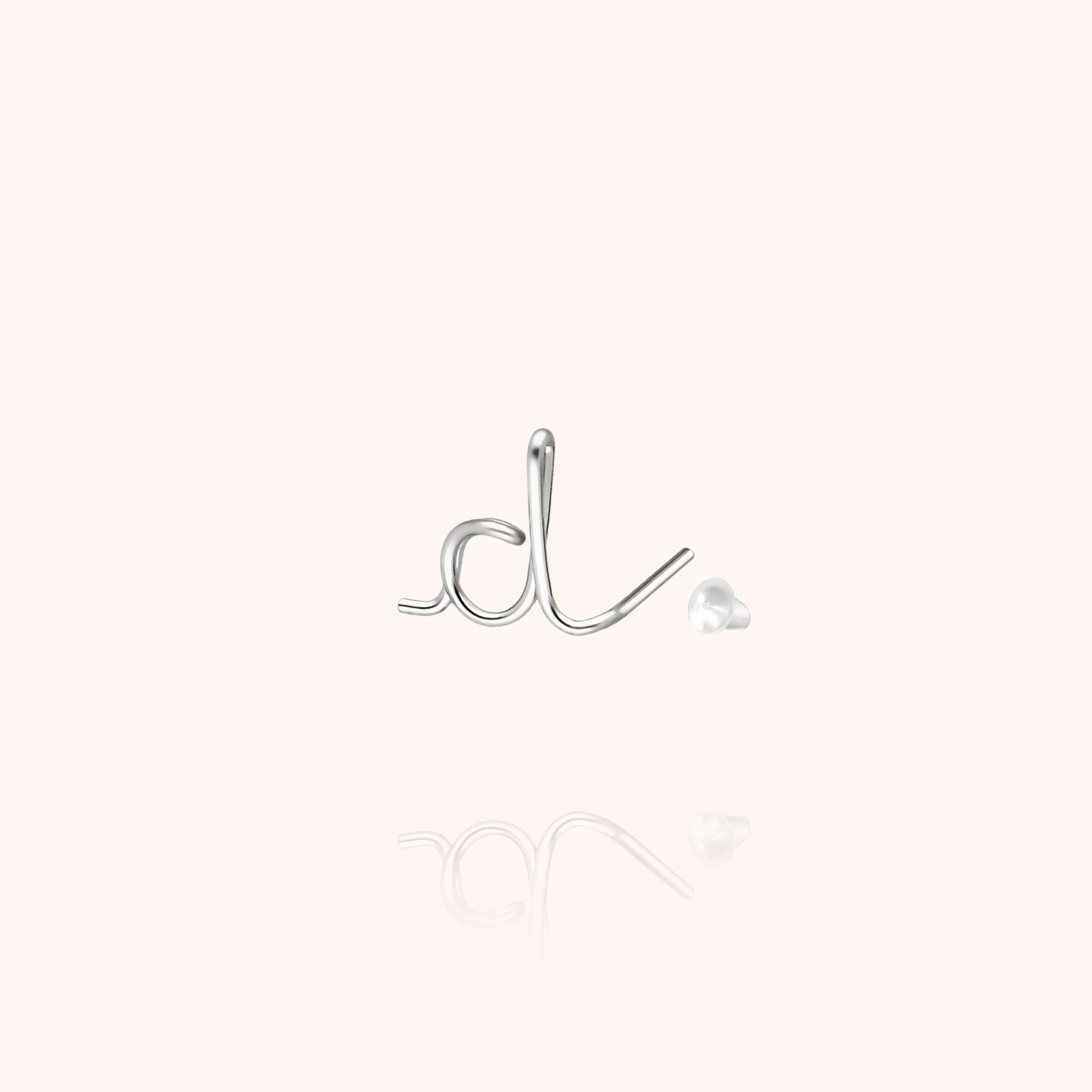 Orecchino a Bottone Originale Iniziale - argento