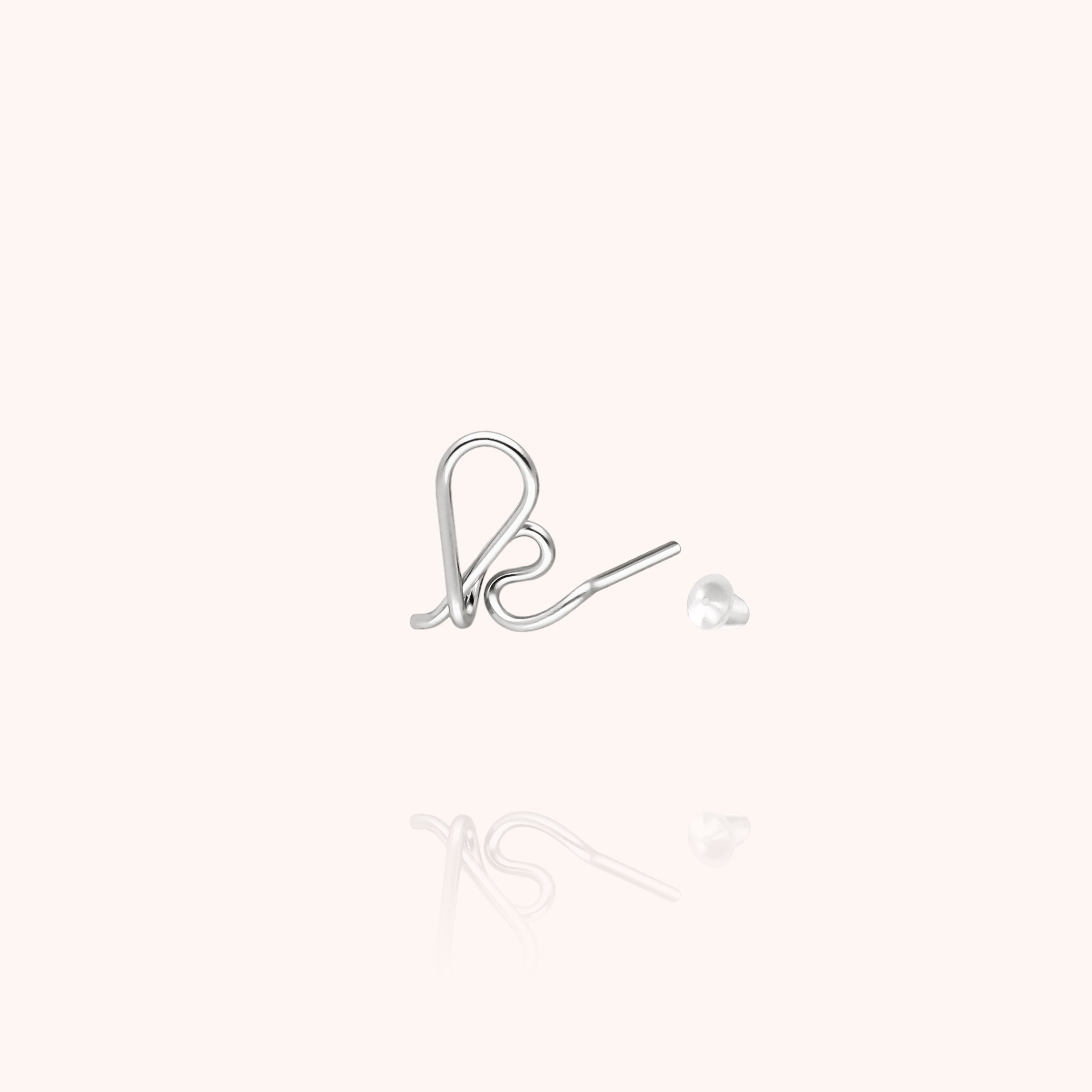 Orecchino a Bottone Originale Iniziale - argento