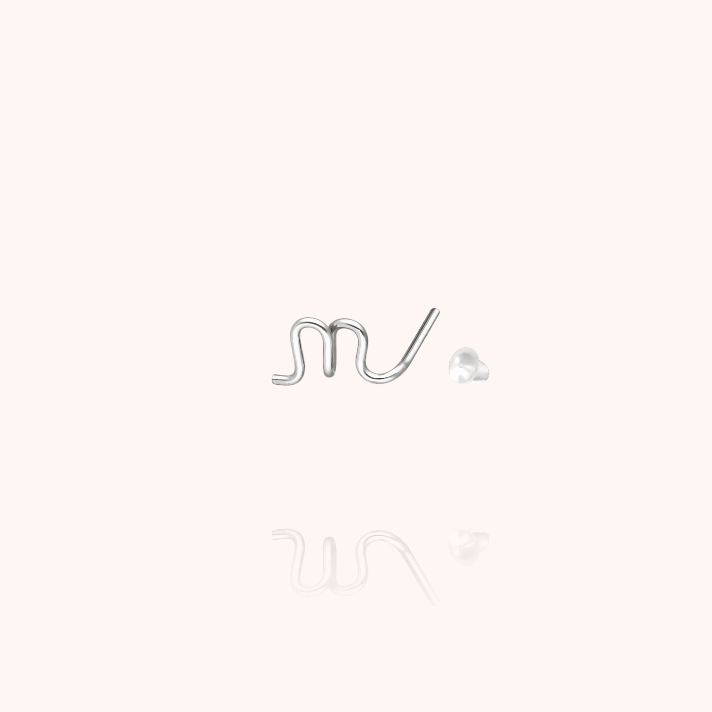 Orecchino a Bottone Originale Iniziale - argento