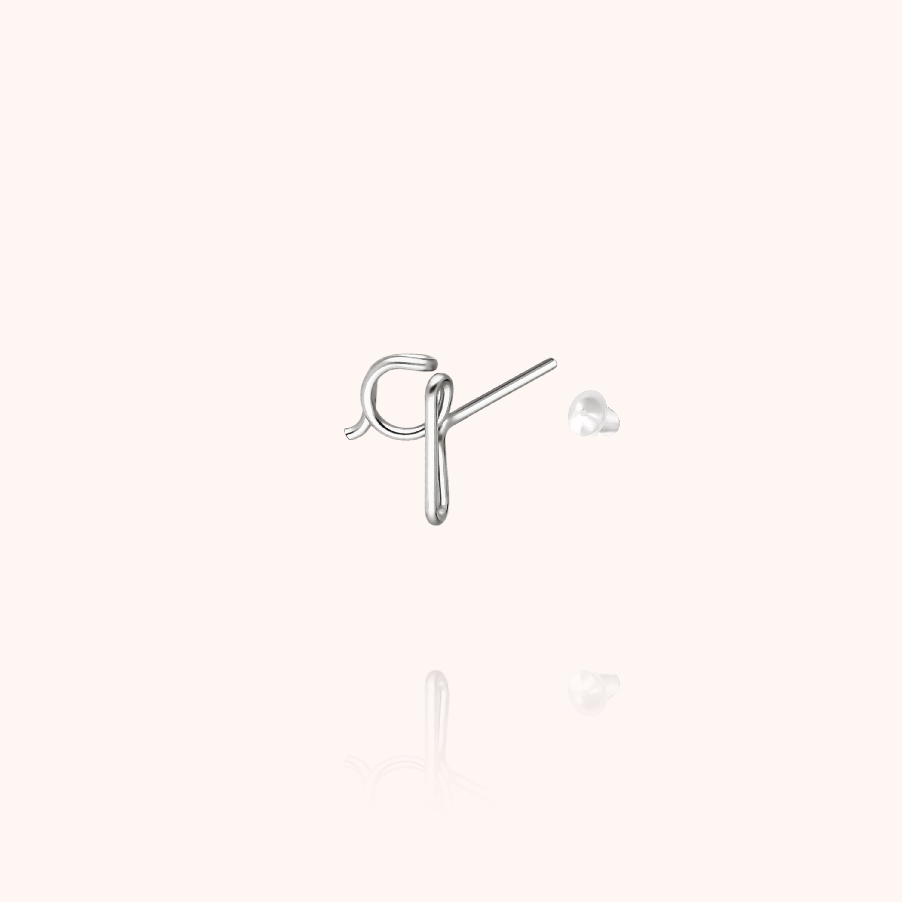 Puce d'Oreille Originale Initiale en argent sterling 925 — expédition sécurisée Paris