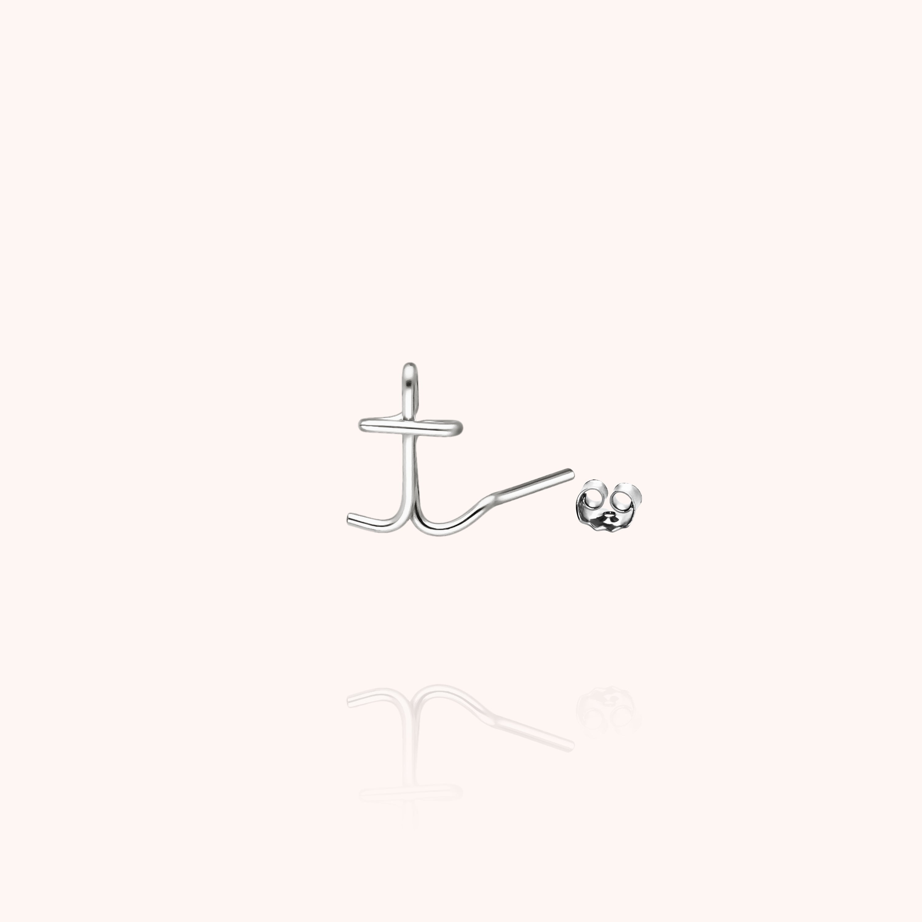 Puce d'Oreille Originale Initiale en or blanc 18K — boucles d'oreilles personnalisable Atelier Paulin