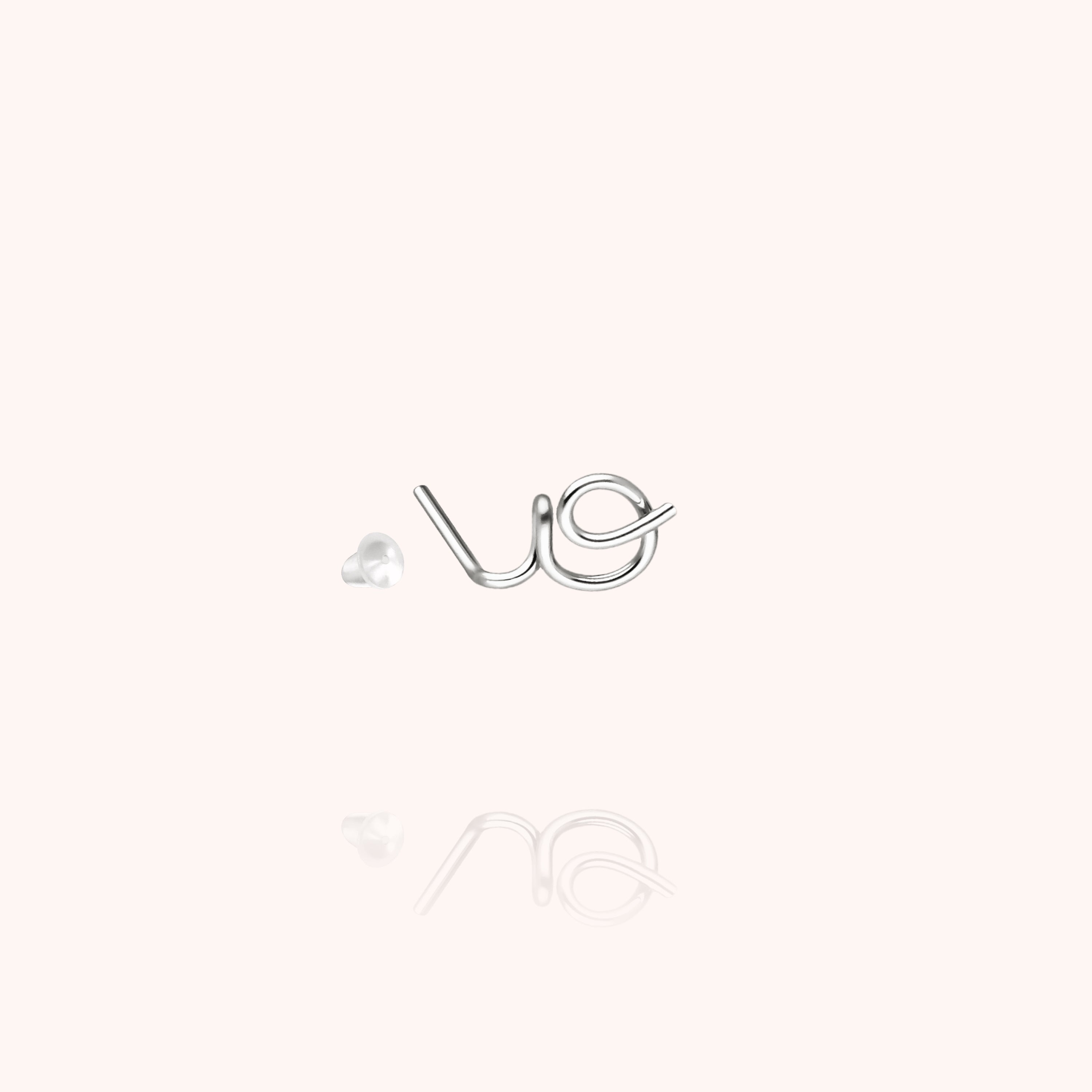 Orecchino a Bottone Originale Iniziale - argento