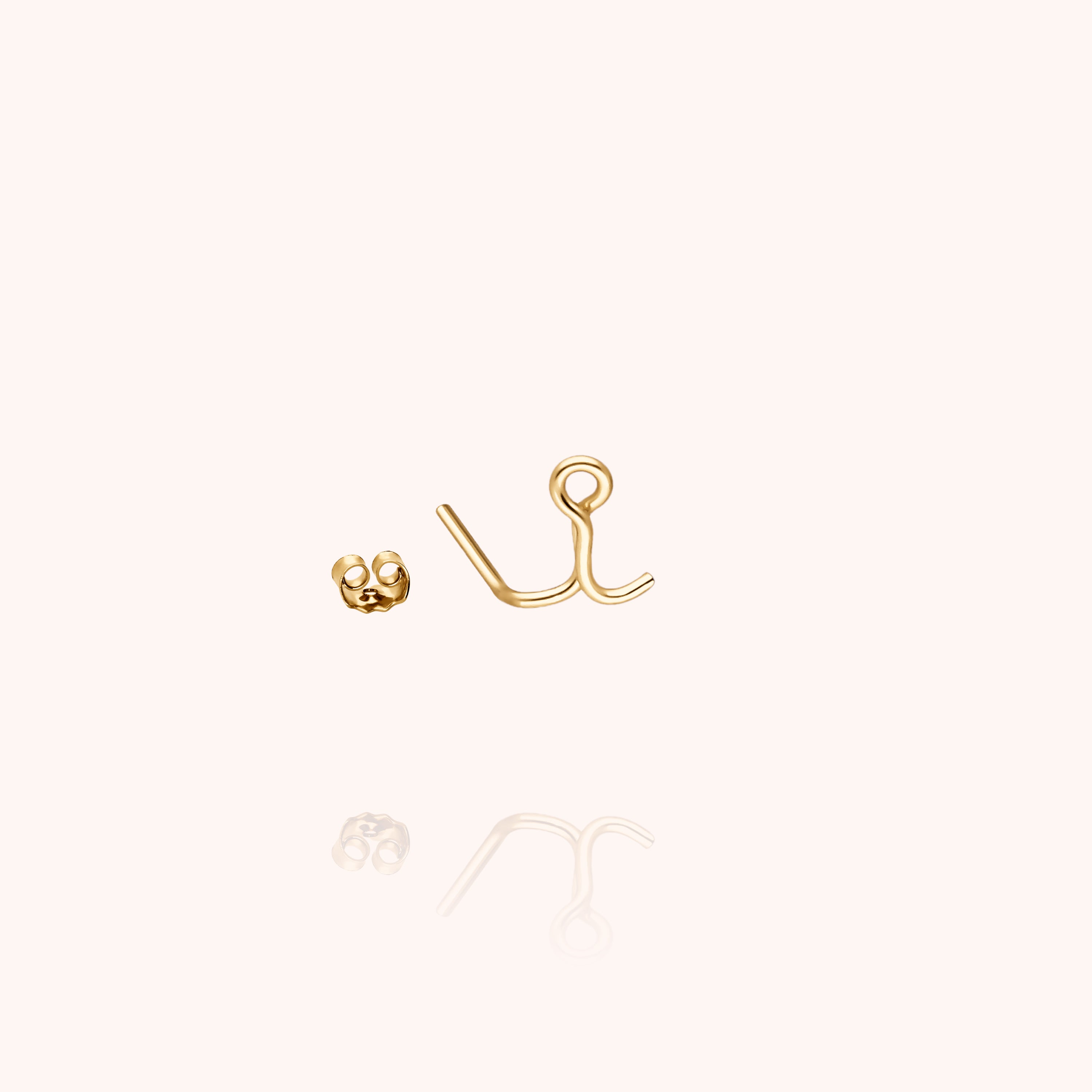 Puce d'Oreille Originale Initiale en or jaune 18K — boucles d'oreilles personnalisable Atelier Paulin