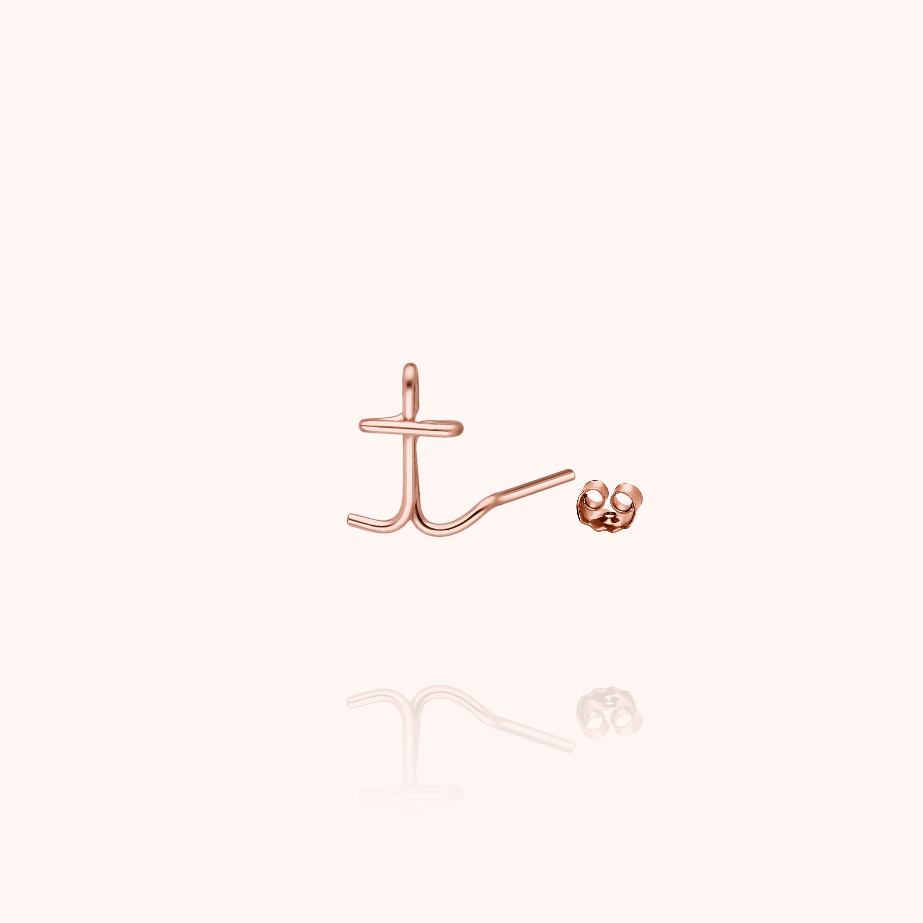 Puce d'Oreille Originale Initiale en or rose 18K — boucles d'oreilles personnalisable Atelier Paulin