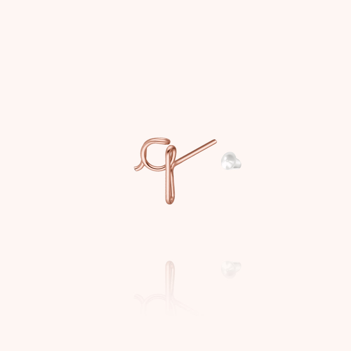 Orecchino a Lobo Originale Iniziale in filo d'oro rosa laminato 14k