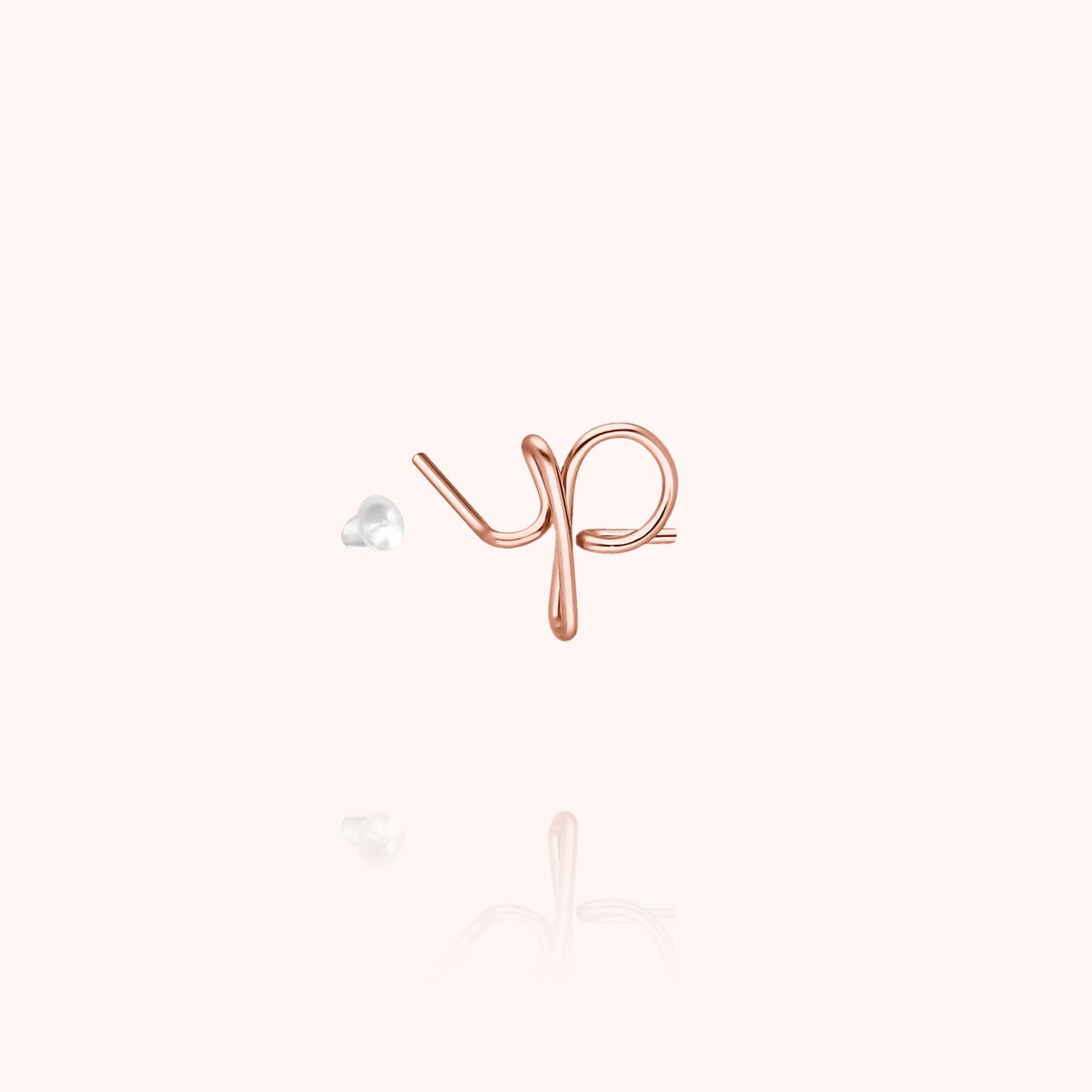 Orecchino a Lobo Originale Iniziale in filo d'oro rosa laminato 14k
