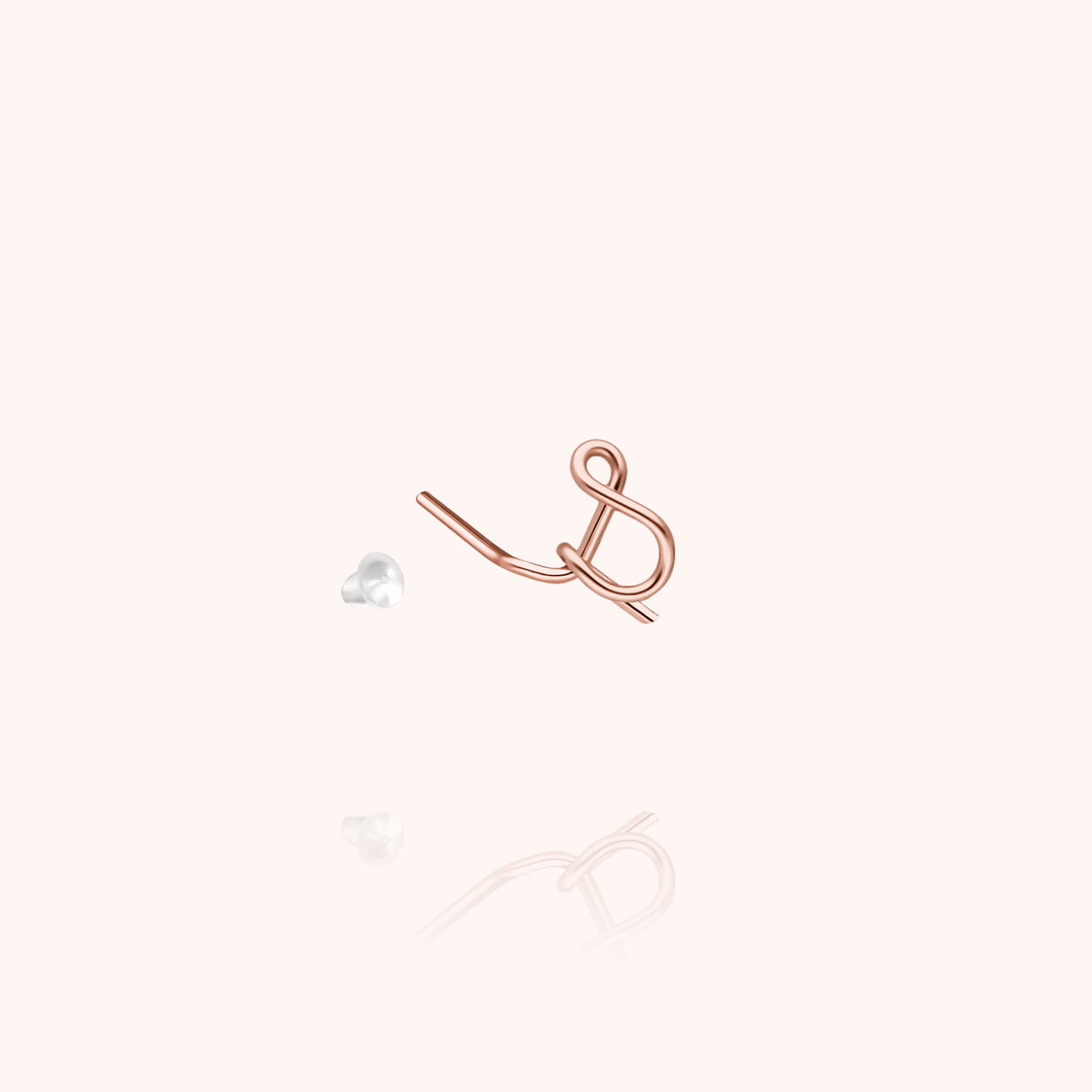 Orecchino a Lobo Originale Iniziale in filo d'oro rosa laminato 14k