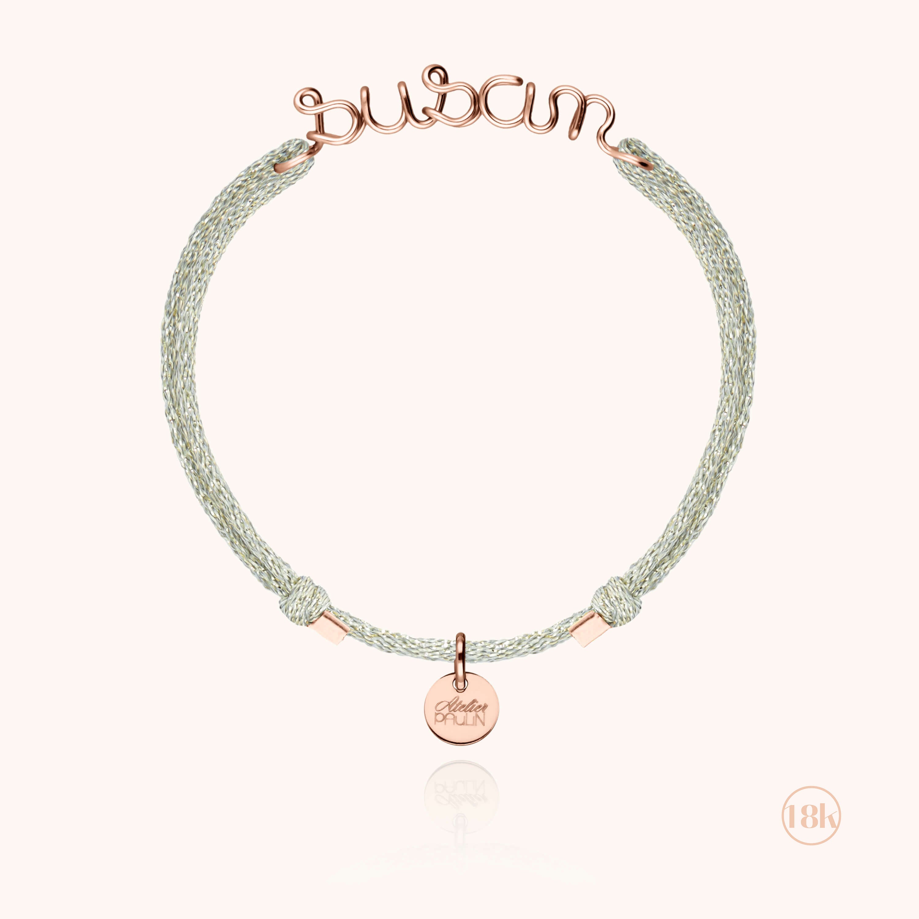 Bracelet Cordon Lurex Personnalisé en or rose 18K — garantie à vie Atelier Paulin