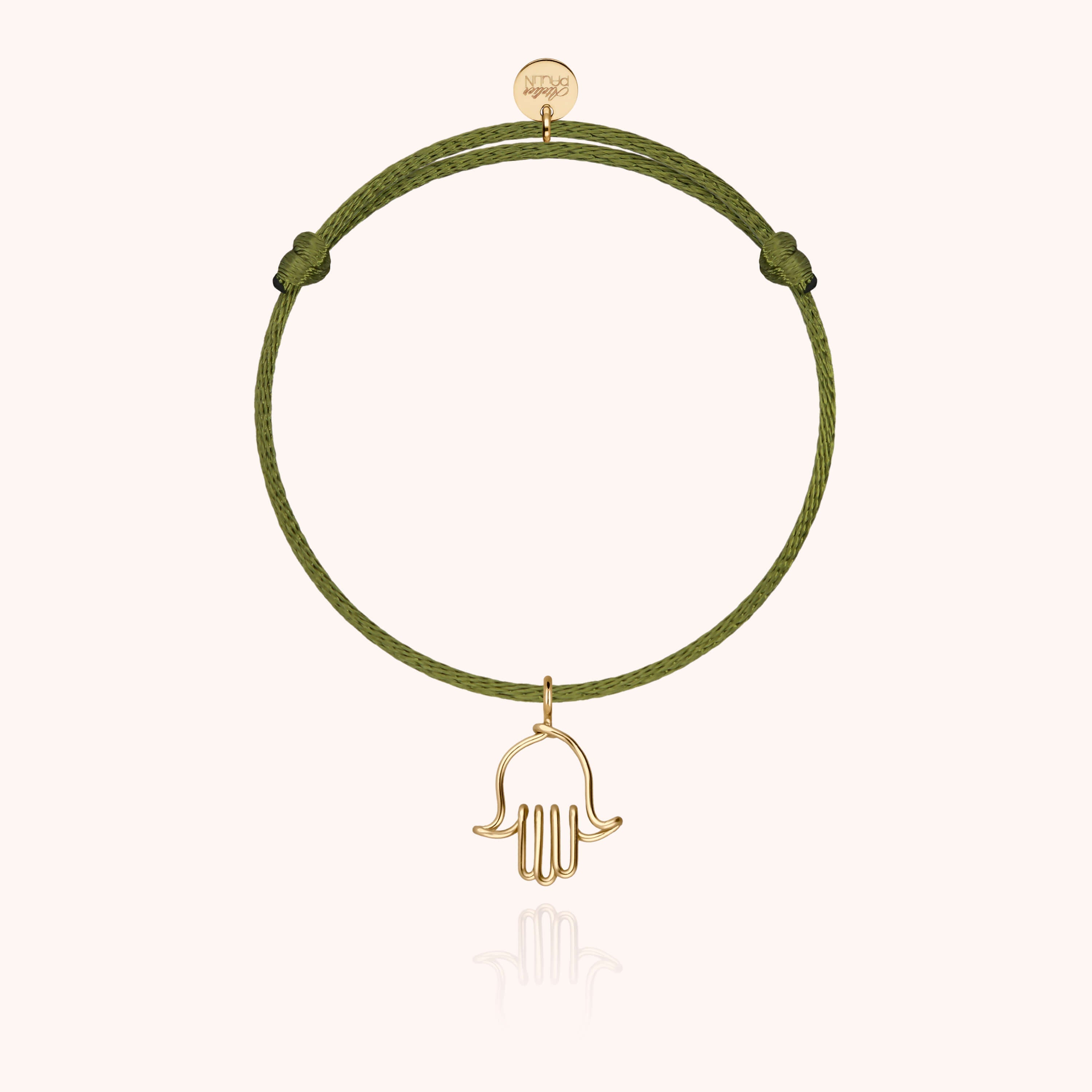 Bracelet Cordon Charms Symbolic Main de Fatma en or jaune laminé — façonné à la main à Paris