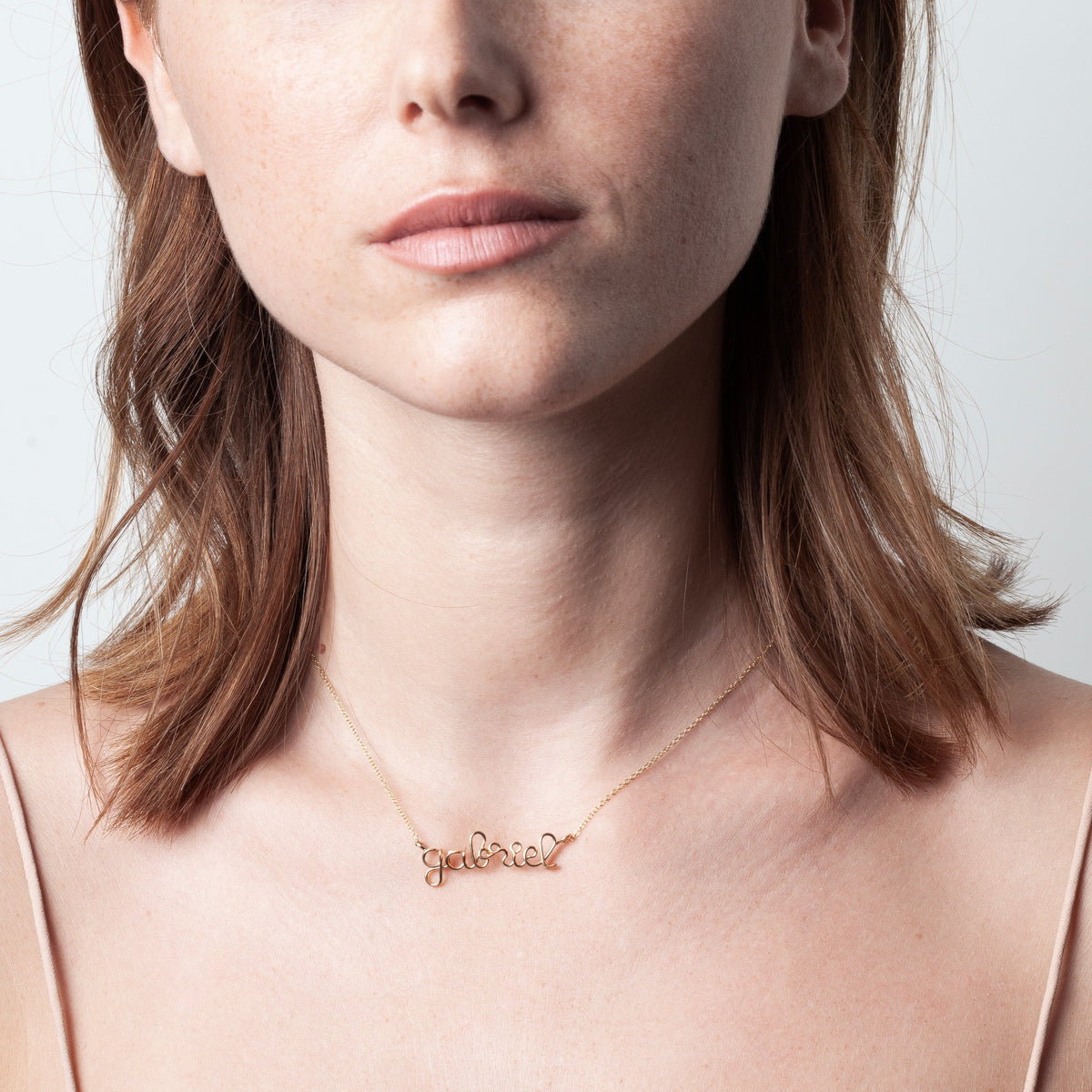 Personalized Richelieu Necklace - Yellow 14k gold-filled hand-shaped — Atelier Paulin