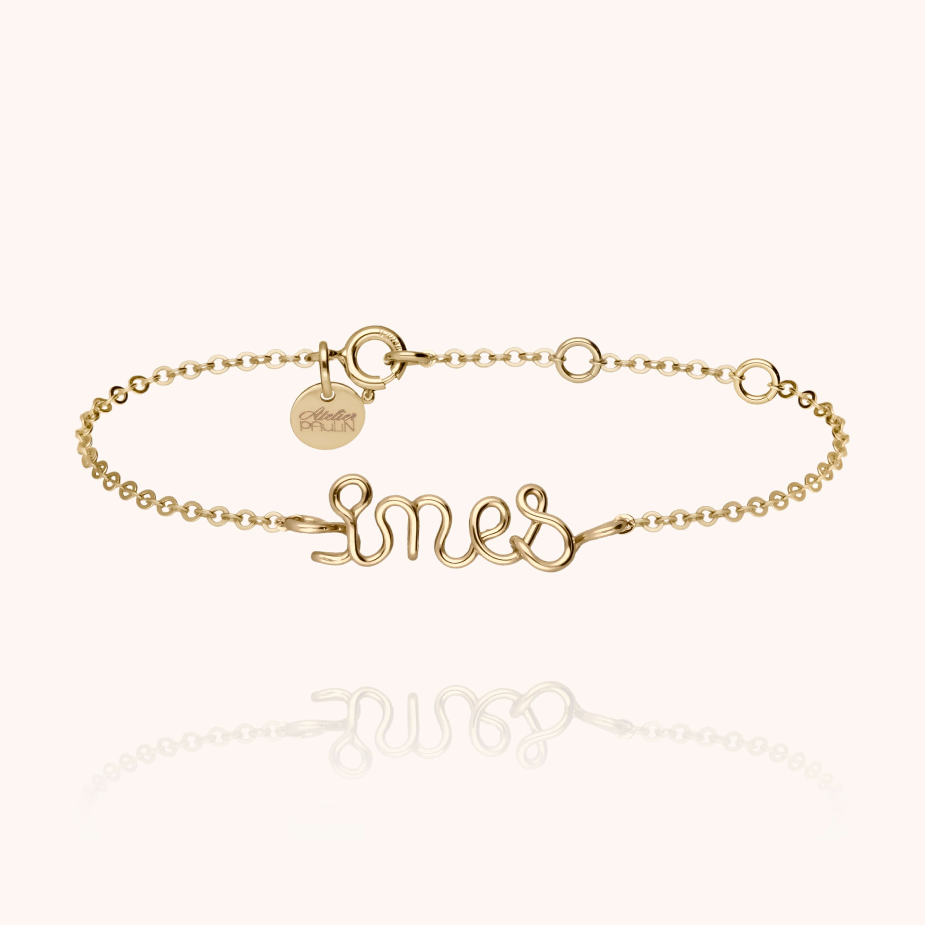 Bracelet Richelieu Personnalisé en or jaune laminé — bijou fait main Atelier Paulin