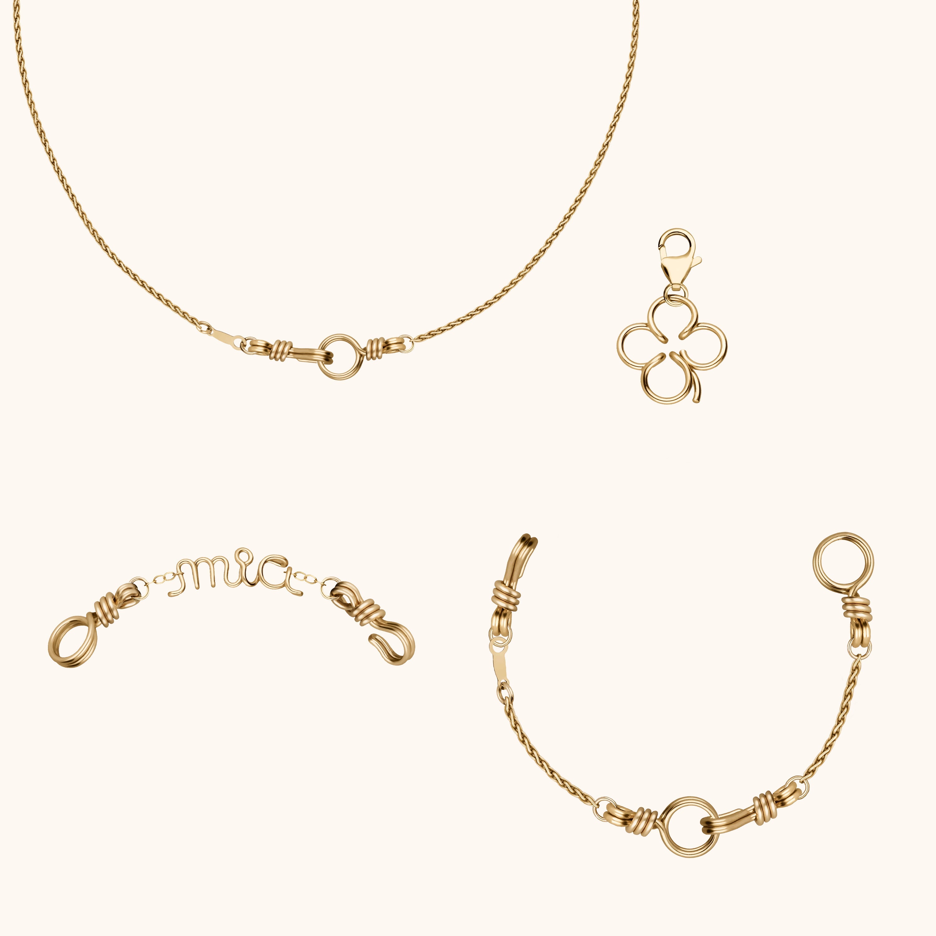 Collier ras de cou chaîne rope porté avec personnalisation gold filled