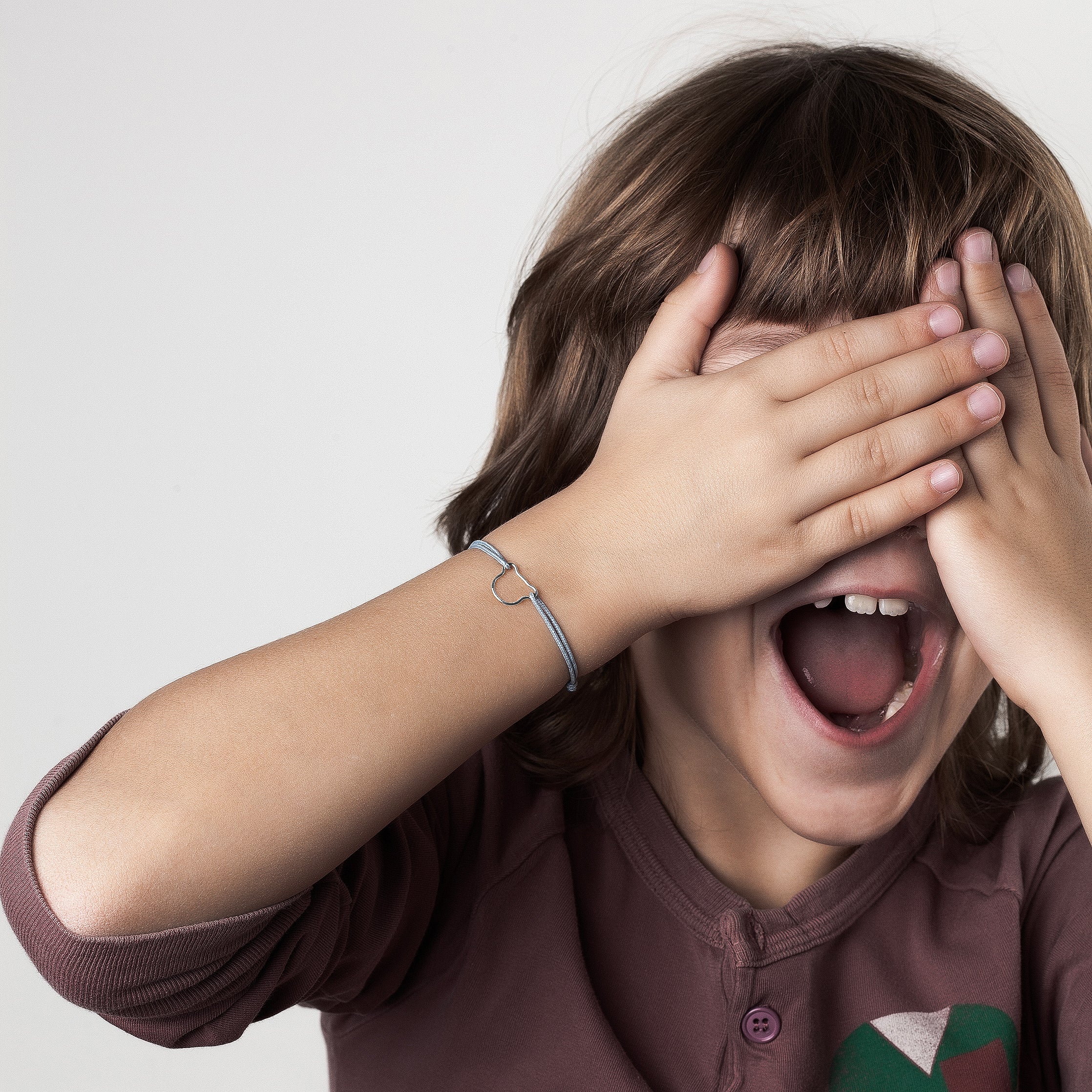 Bracelet Cordon Enfant Petit Ourson - or blanc 750/1000