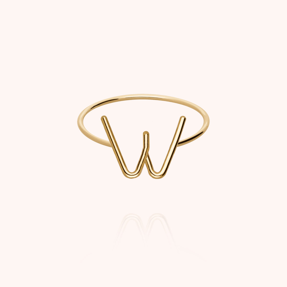 Anello Maiuscola Iniziale « W » in filo d'oro giallo 18kt