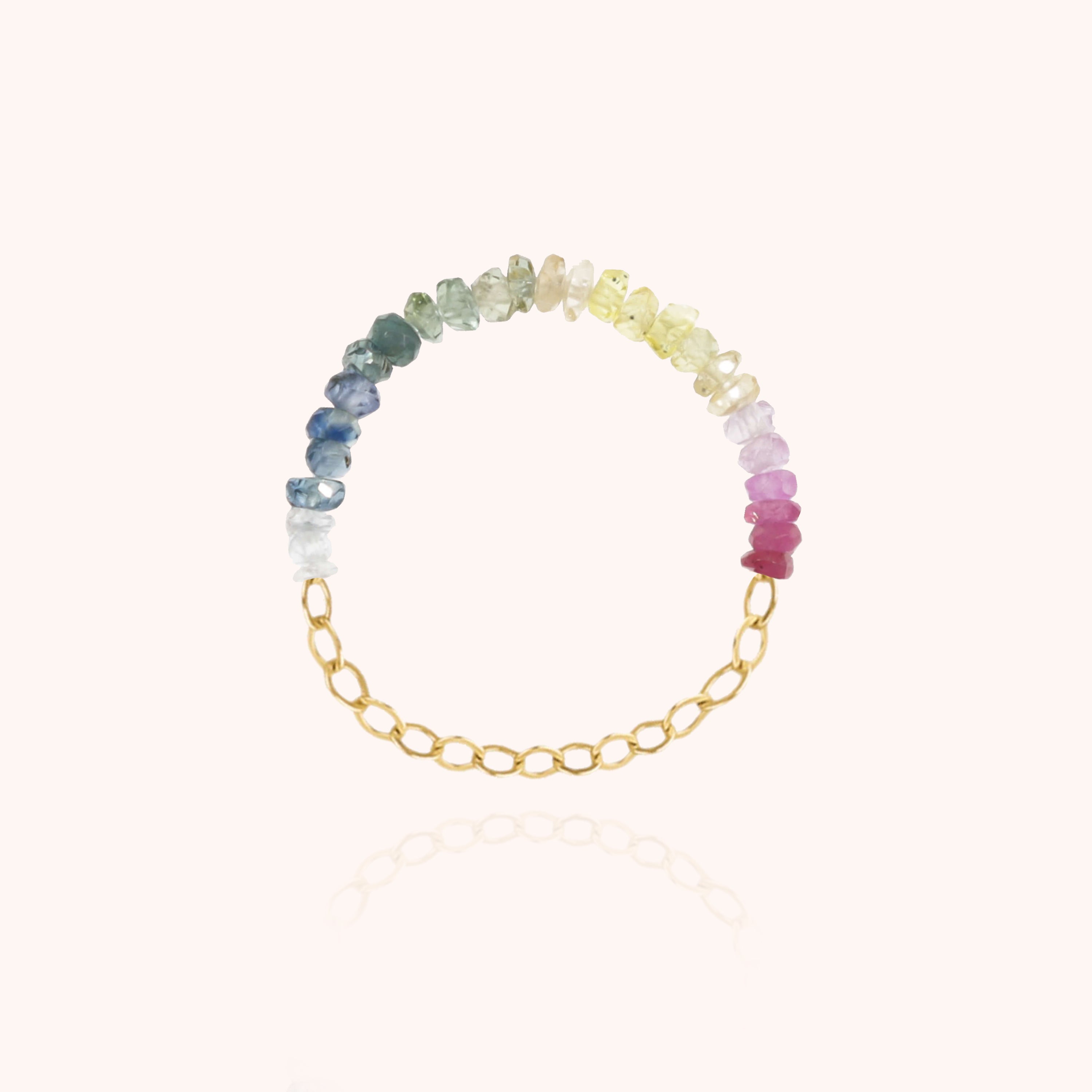 Chain Ring - rainbow sapphire