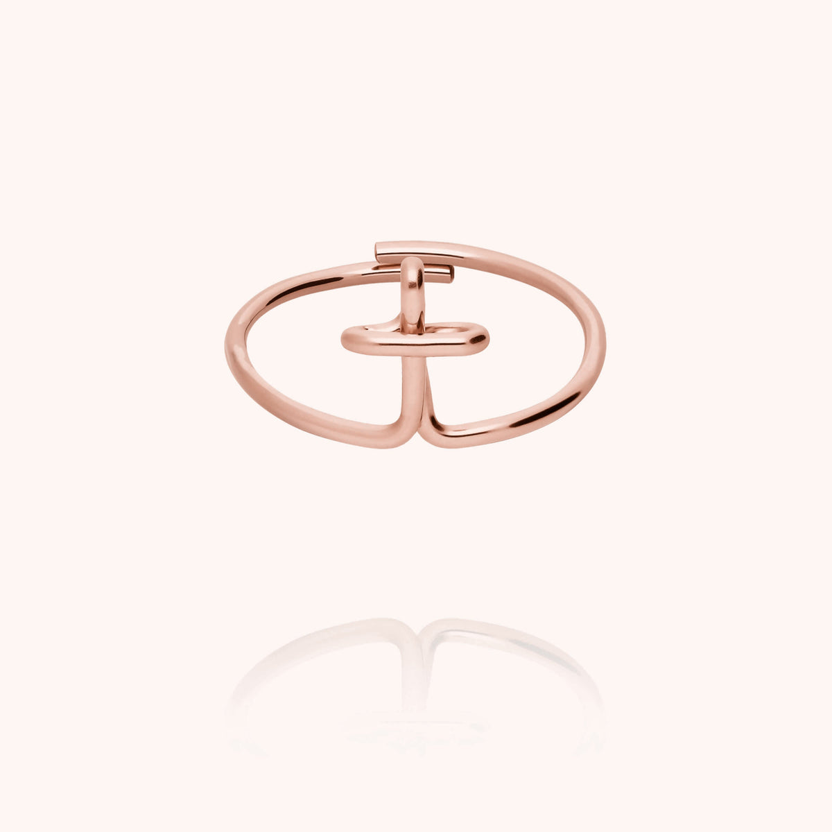 Anello Originale Iniziale in filo d'oro rosa laminato 14k