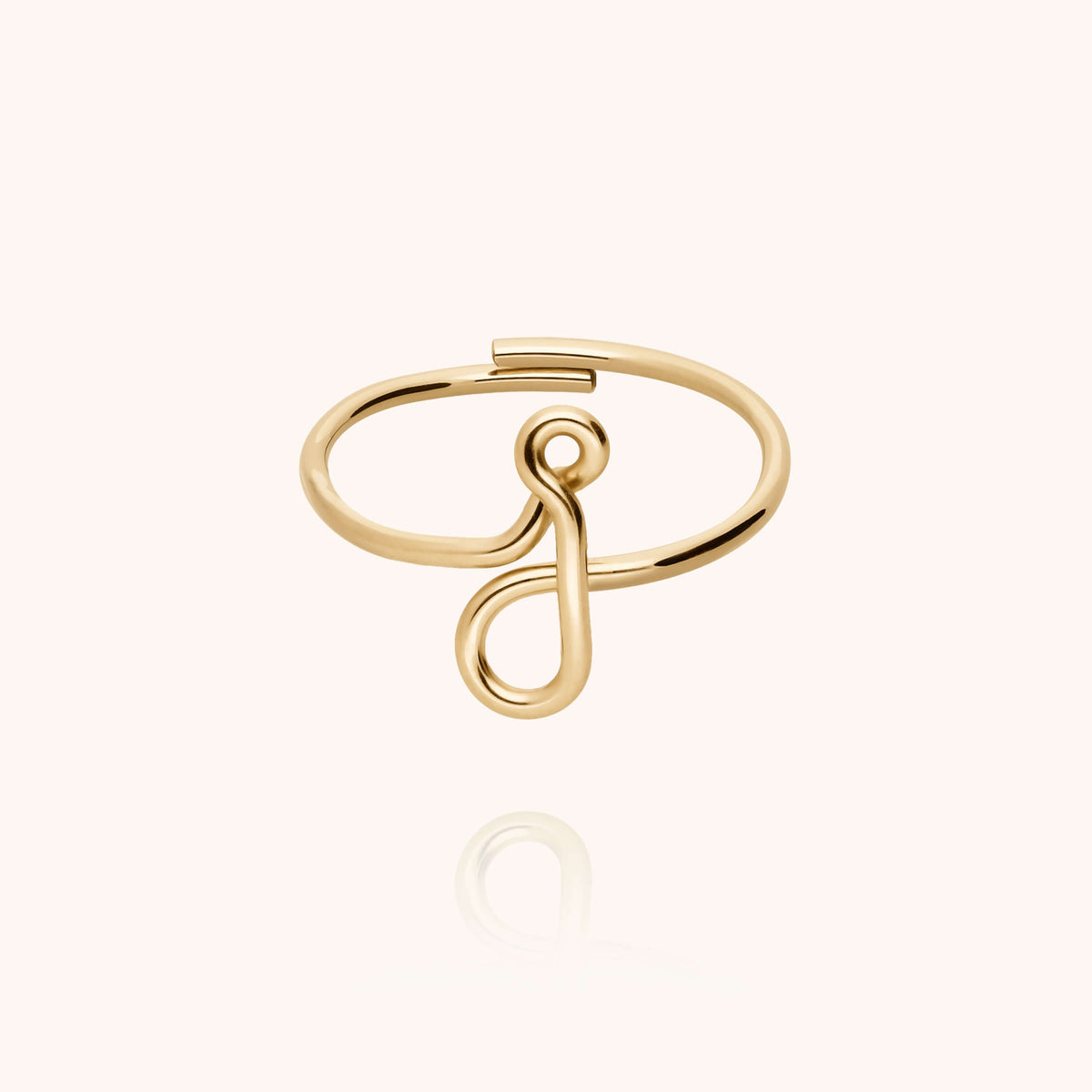 Anello Originale Iniziale in filo d'oro giallo laminato 14k