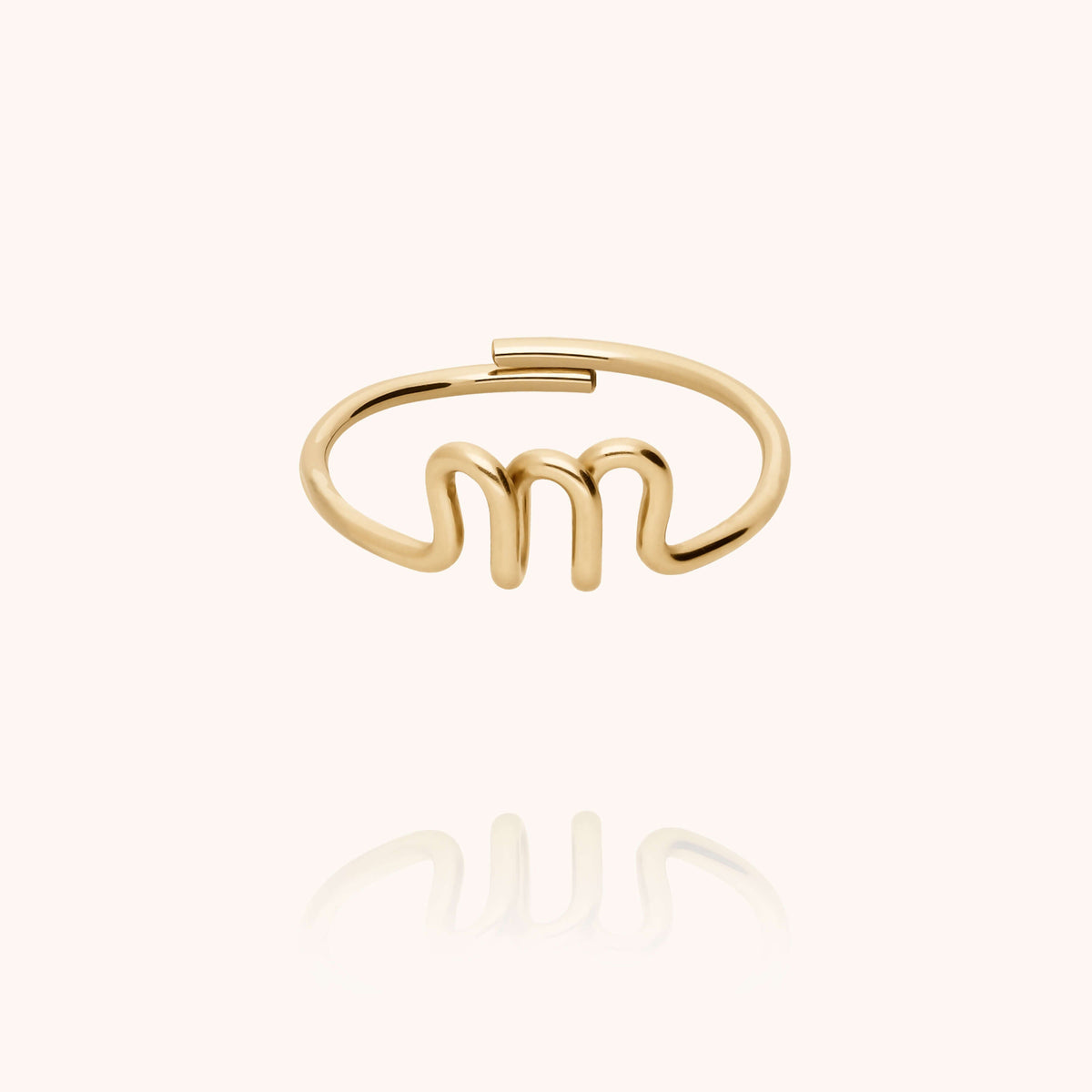 Anello Originale Iniziale in filo d'oro giallo laminato 14k
