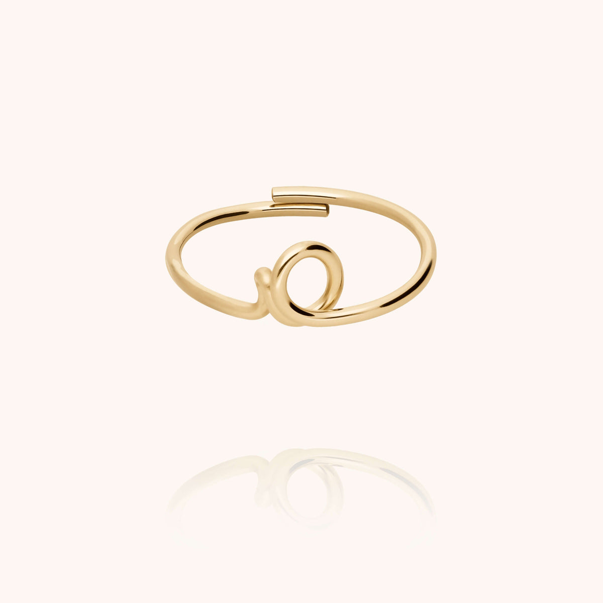 Anello Originale Iniziale in filo d'oro giallo laminato 14k