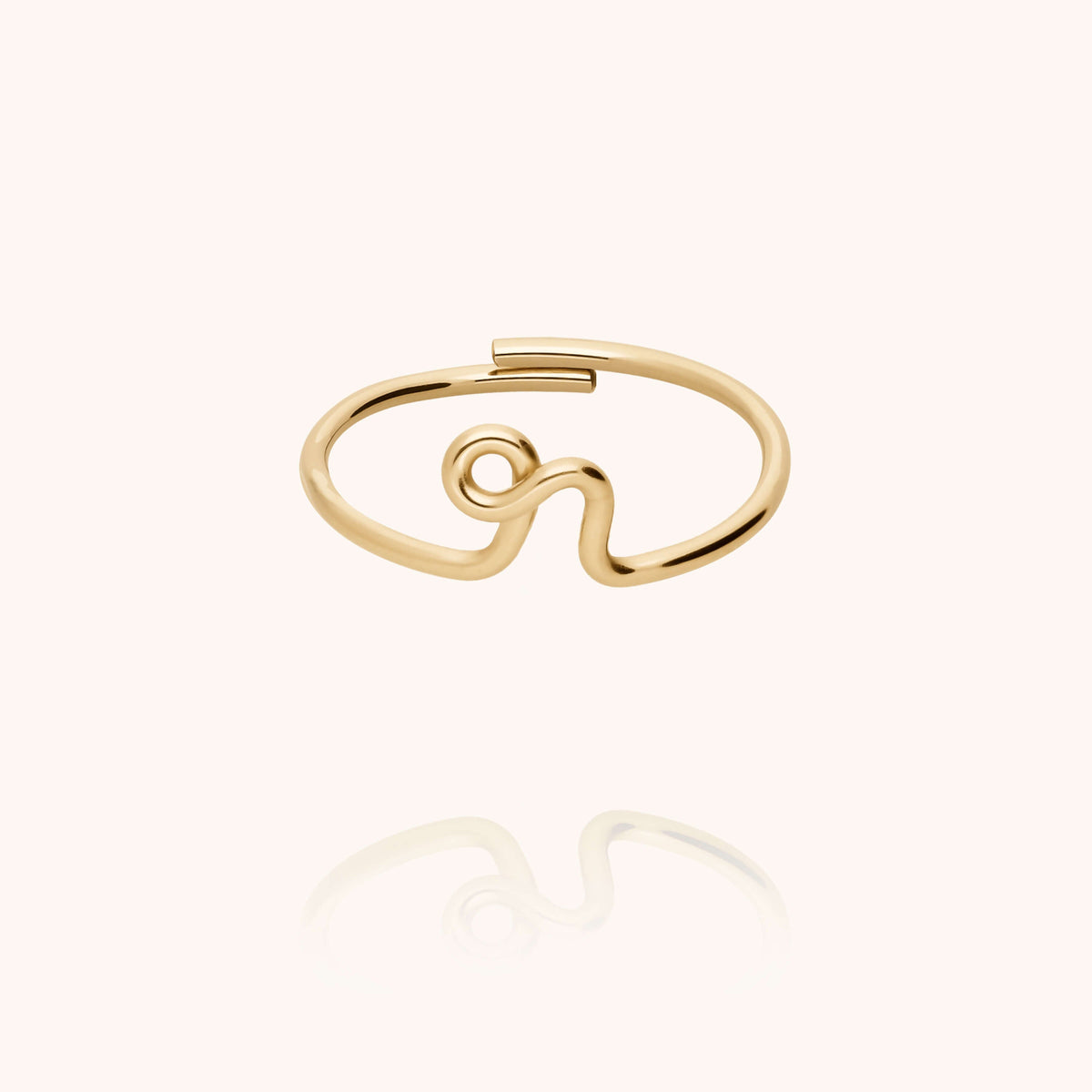 Anello Originale Iniziale in filo d'oro giallo laminato 14k