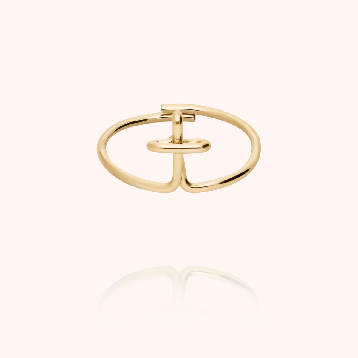 Anello Originale Iniziale in filo d'oro giallo laminato 14k