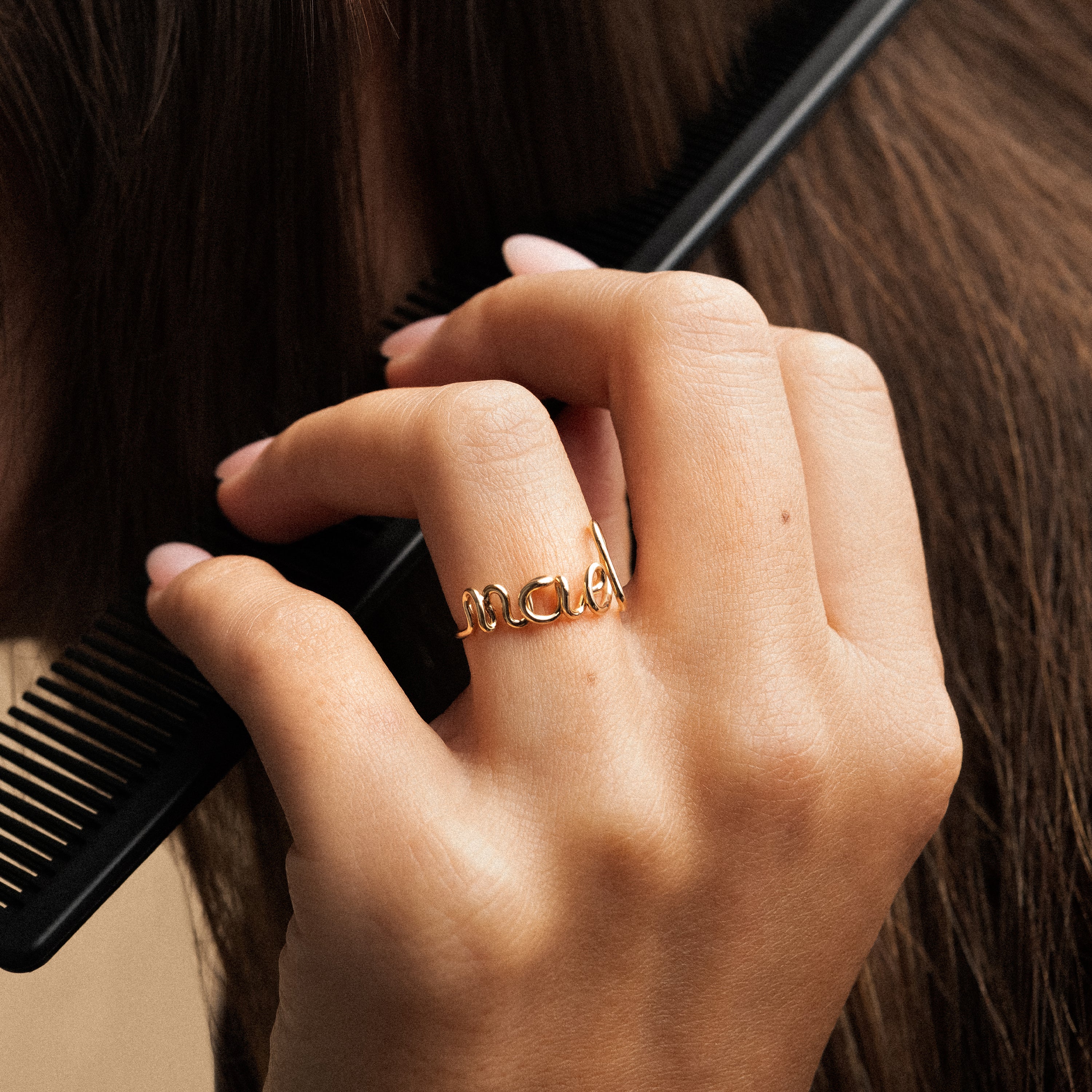 Bague Originale Personnalisée - or jaune laminé