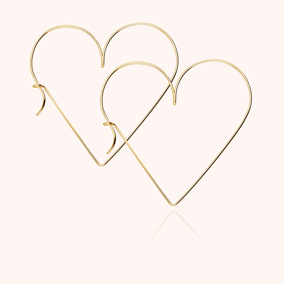 Orecchini Cuore Nude in filo d'oro giallo laminato 14k