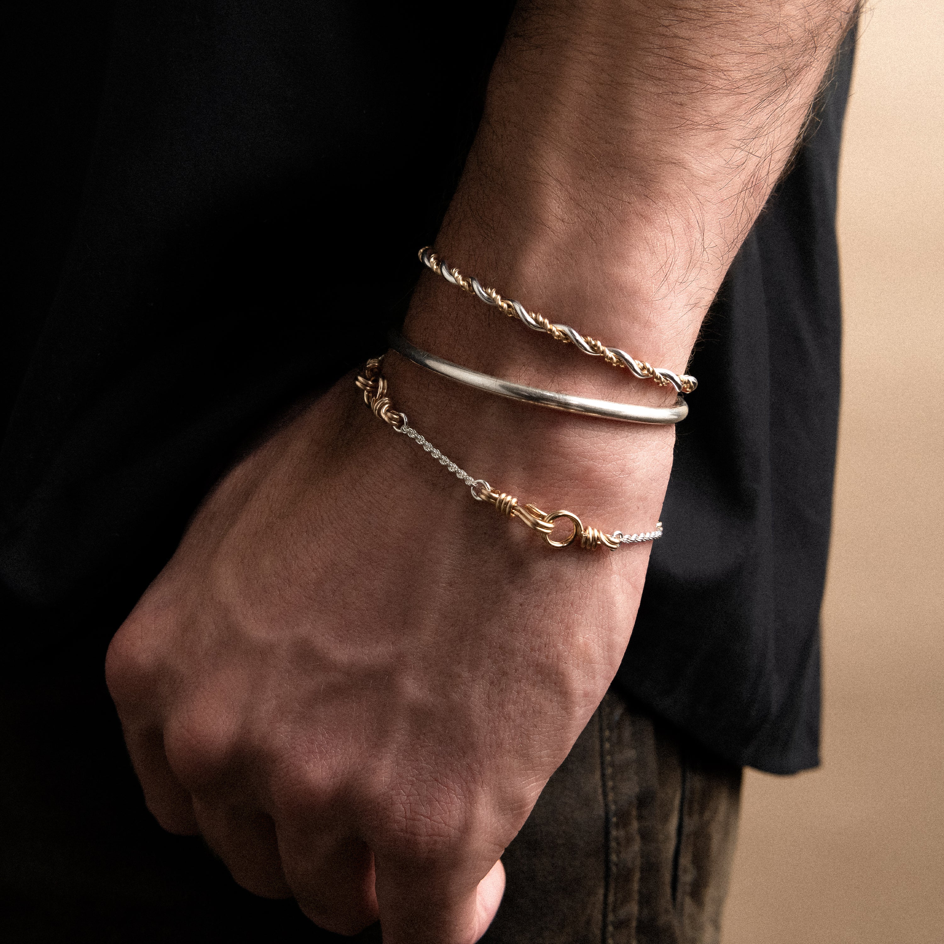 Bracelet Bramble - or jaune laminé et argent