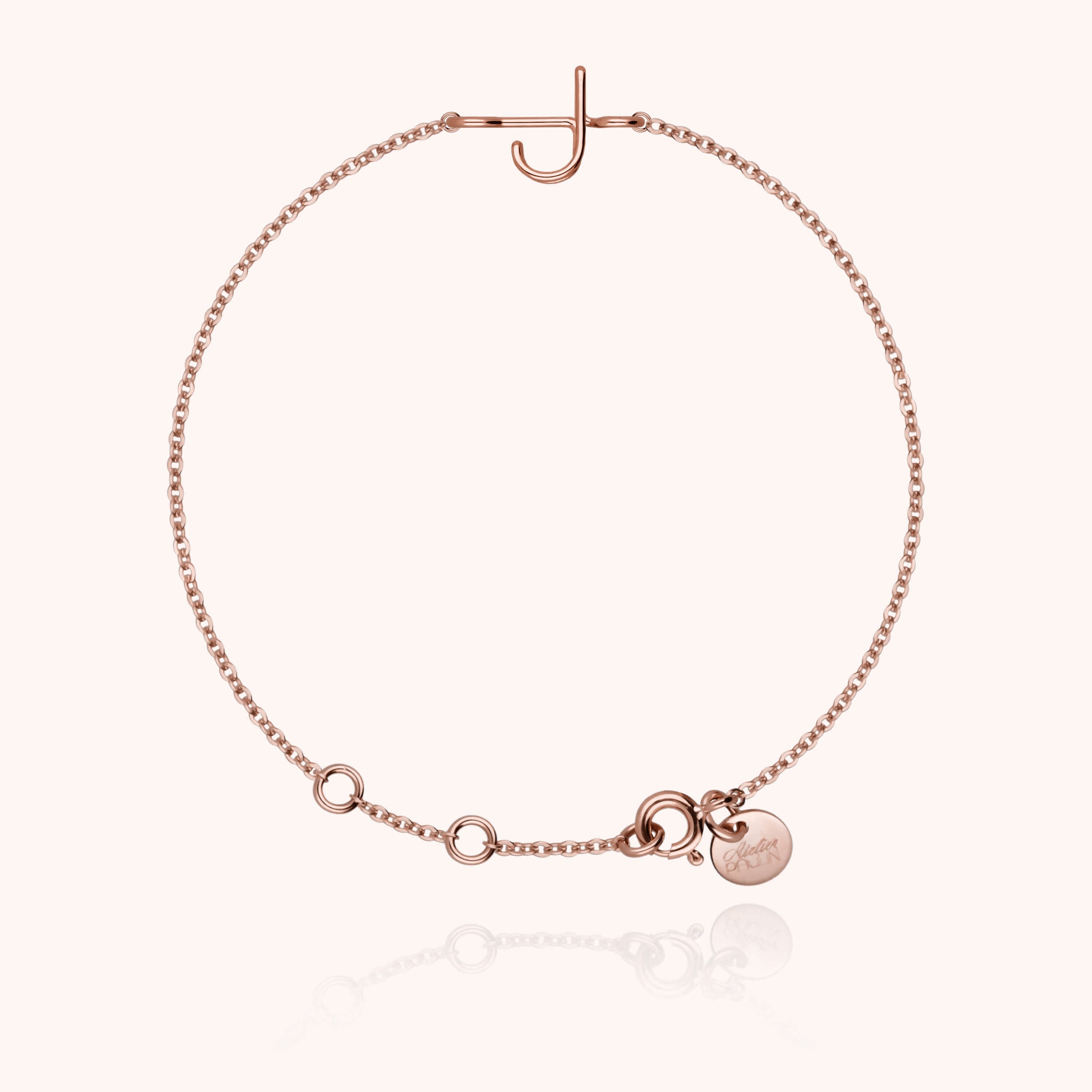 Bracelet Chaîne Initiale en or rose 18K — bracelet personnalisable Atelier Paulin