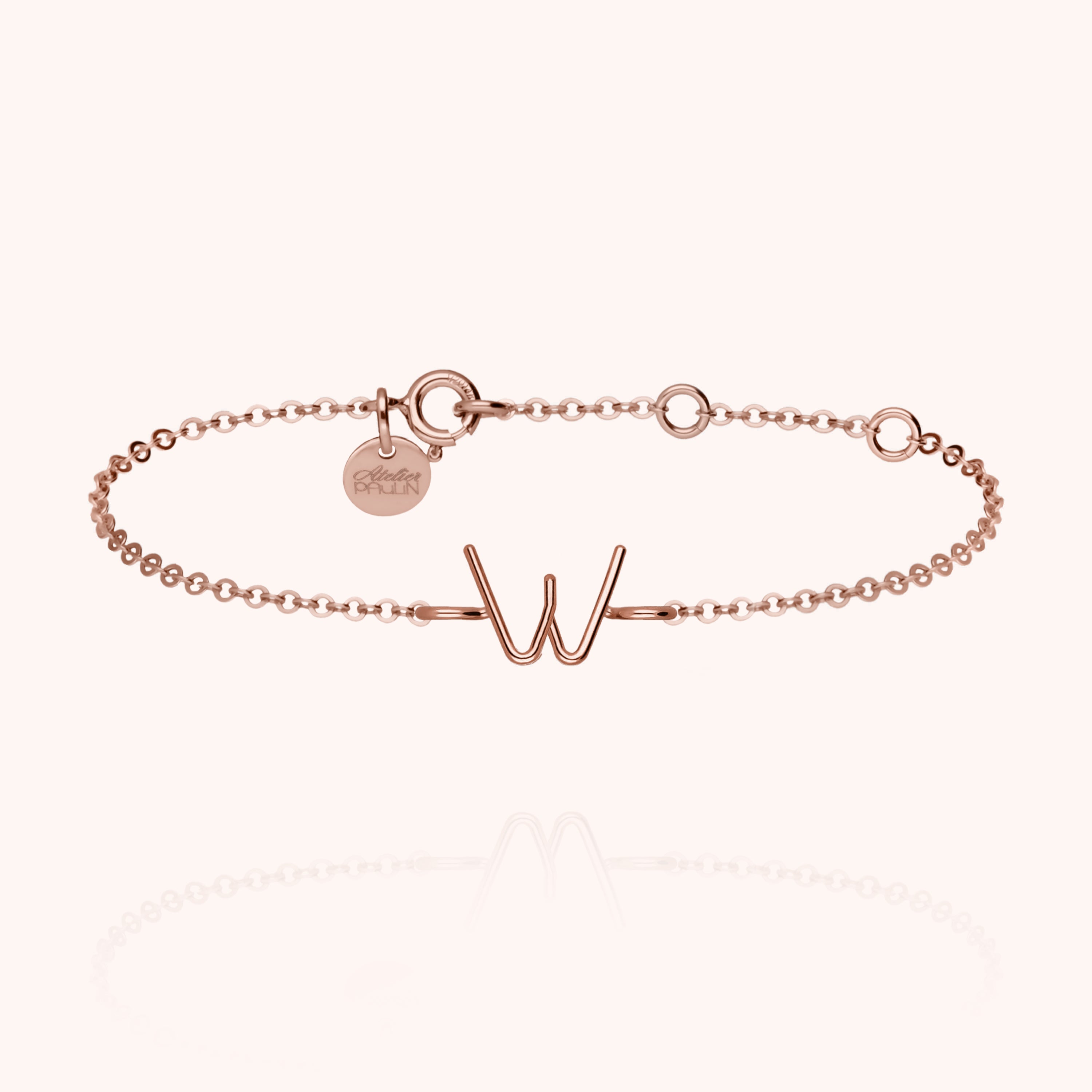 Bracelet Chaîne Initiale en or rose 18K — bracelet personnalisable Atelier Paulin
