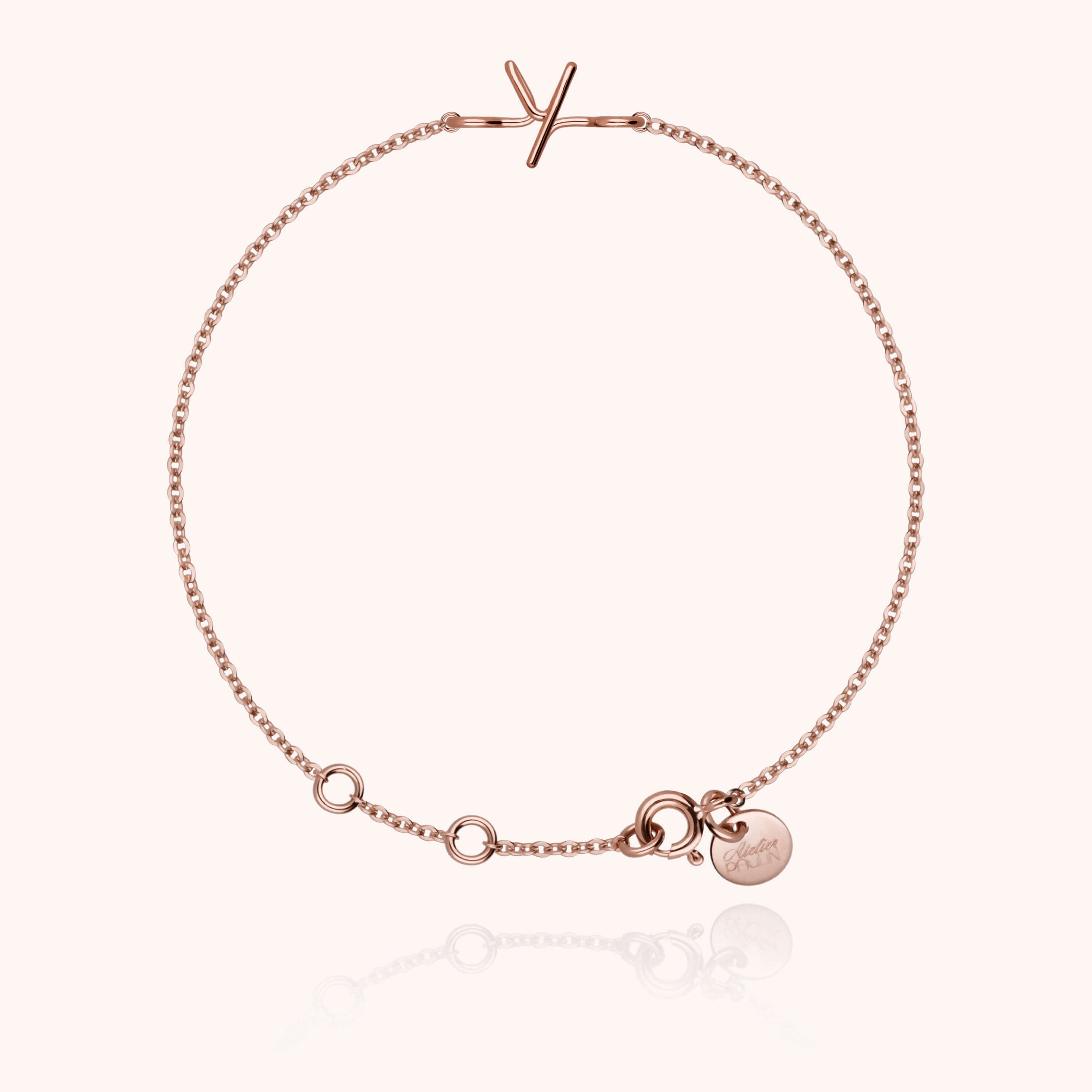 Bracelet Chaîne Initiale en or rose 18K — bracelet personnalisable Atelier Paulin