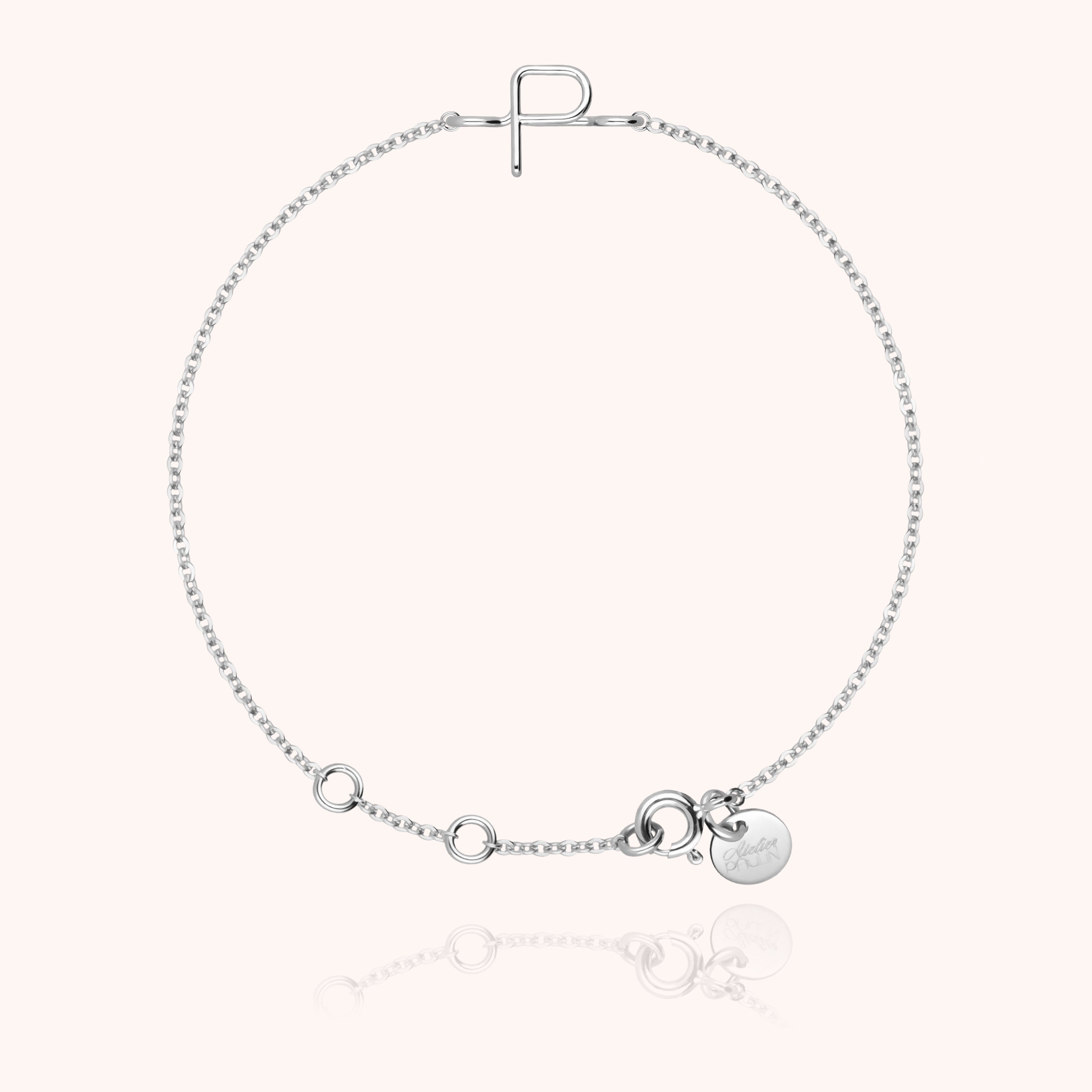 Bracelet Chaîne Initiale en or blanc 18K — expédition sécurisée Paris