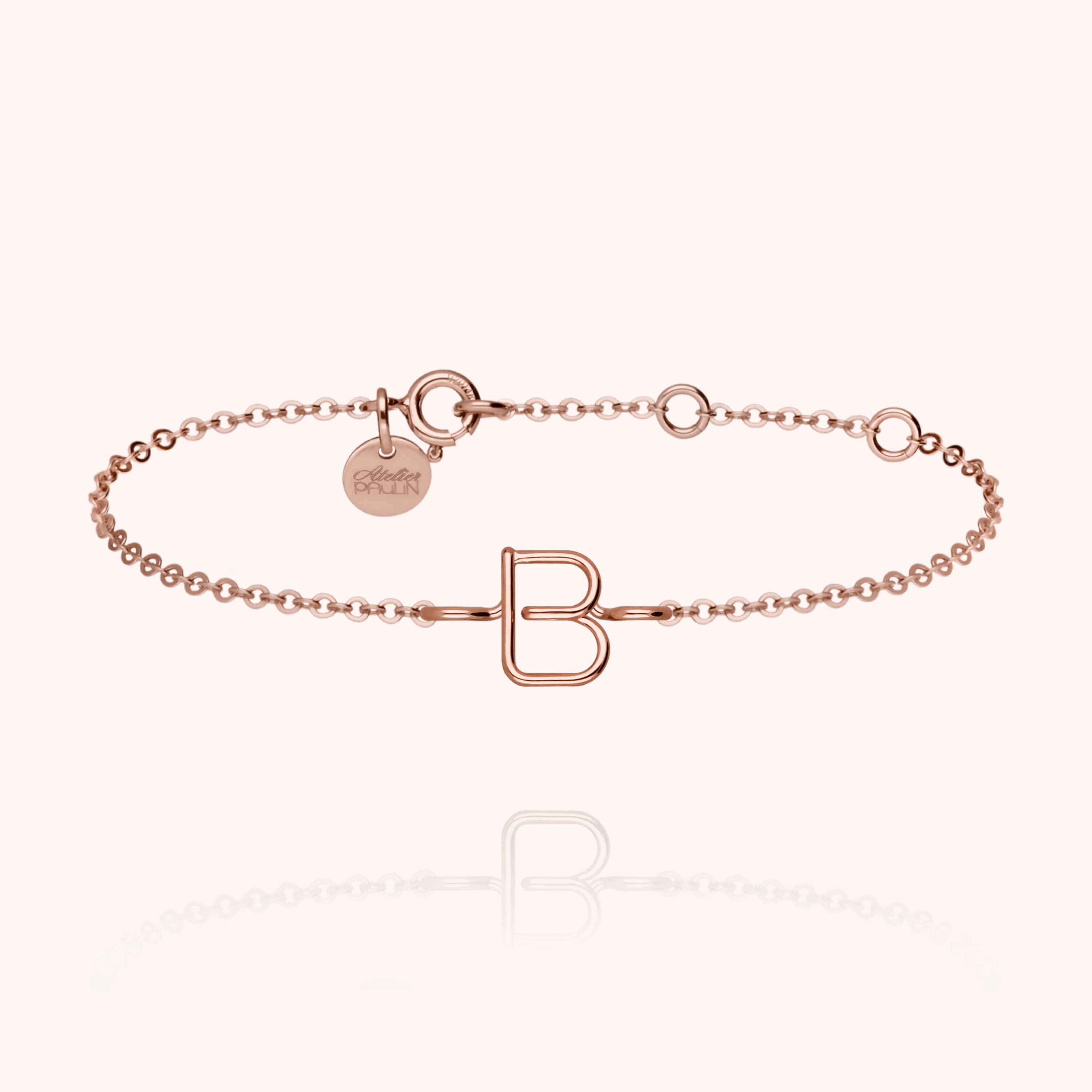 Bracelet Chaîne Initiale en or rose 18K — bijou artisanal fait main