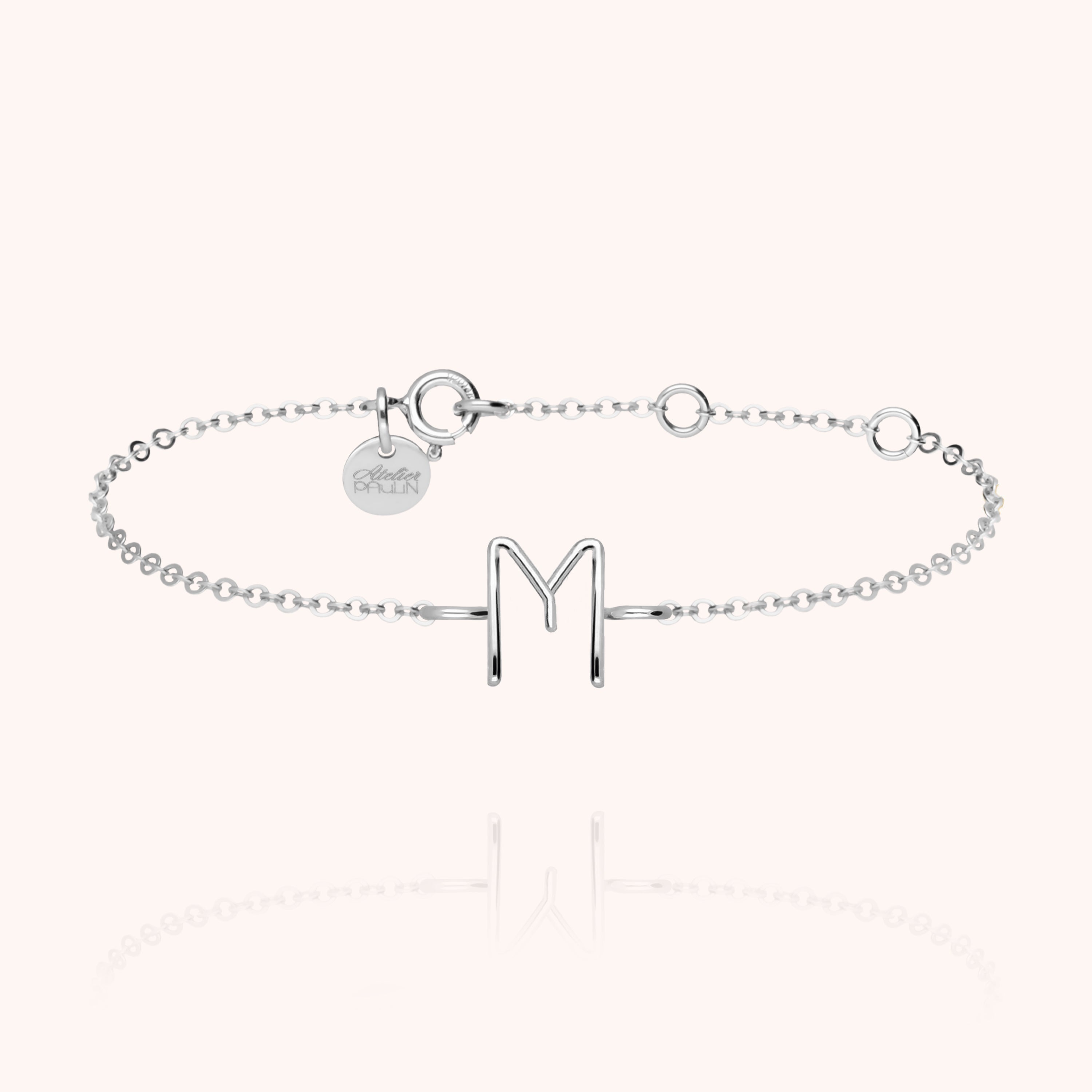 Bracelet Chaîne Initiale - or blanc 750/1000