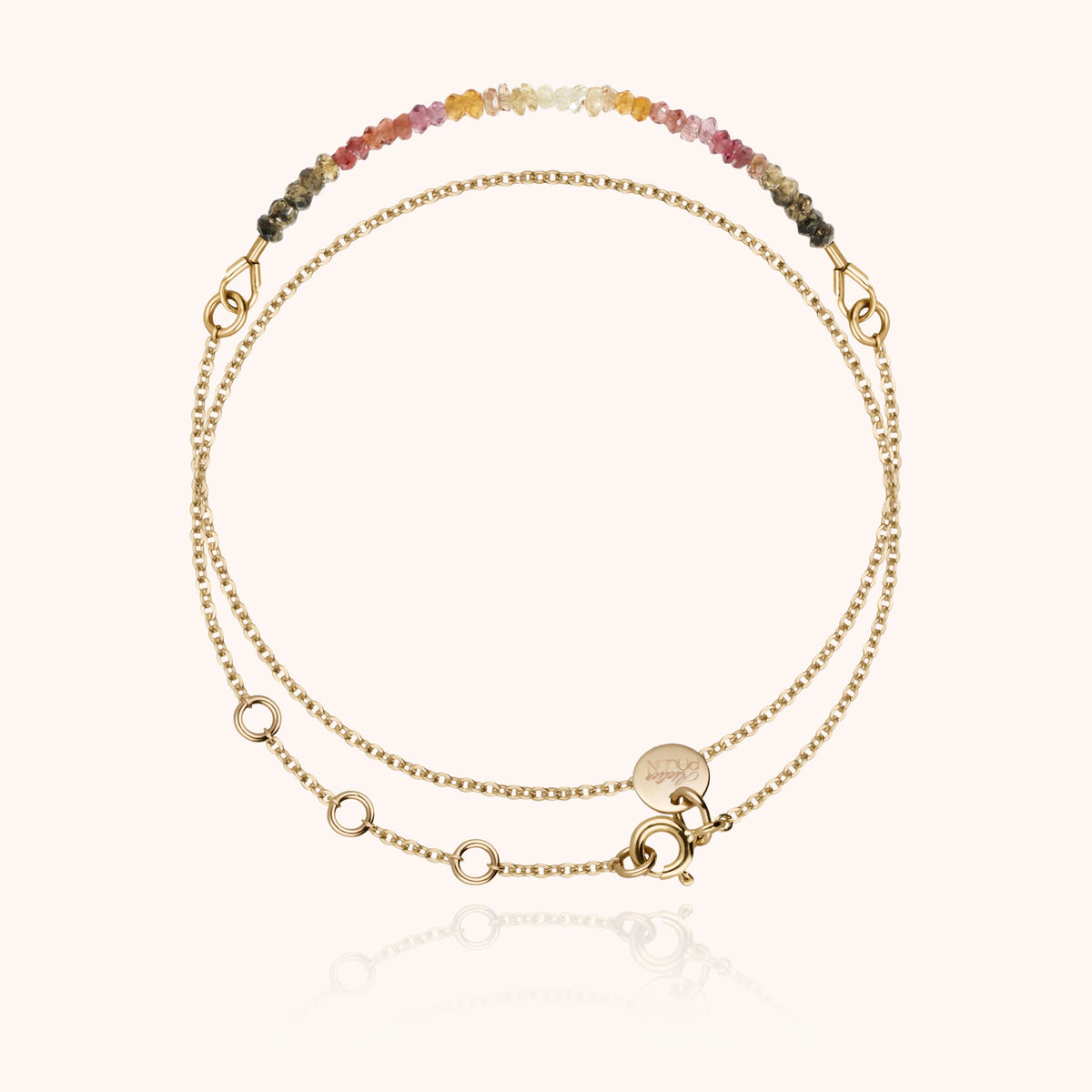 Bracciale Catena Doppio Giro con zaffiro fulvo