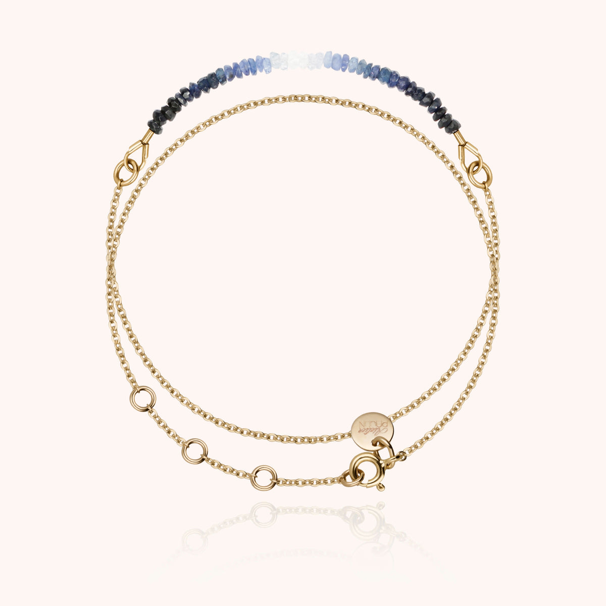 Doppelt gewickeltes Kettenarmband - blauer Saphir — von Hand geformt in Paris