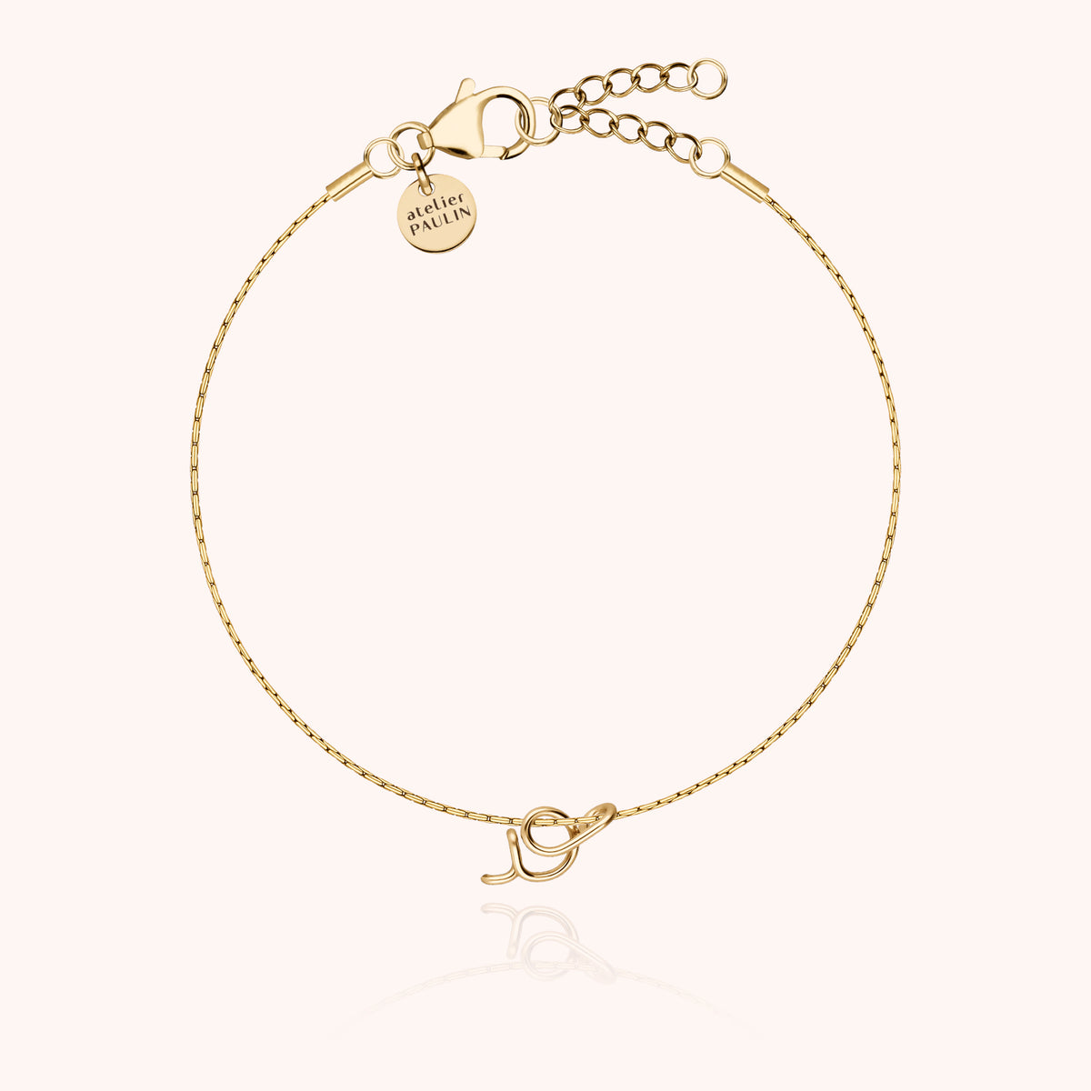 Bracciale Catena Originale Iniziale in filo d'oro giallo laminato 14k