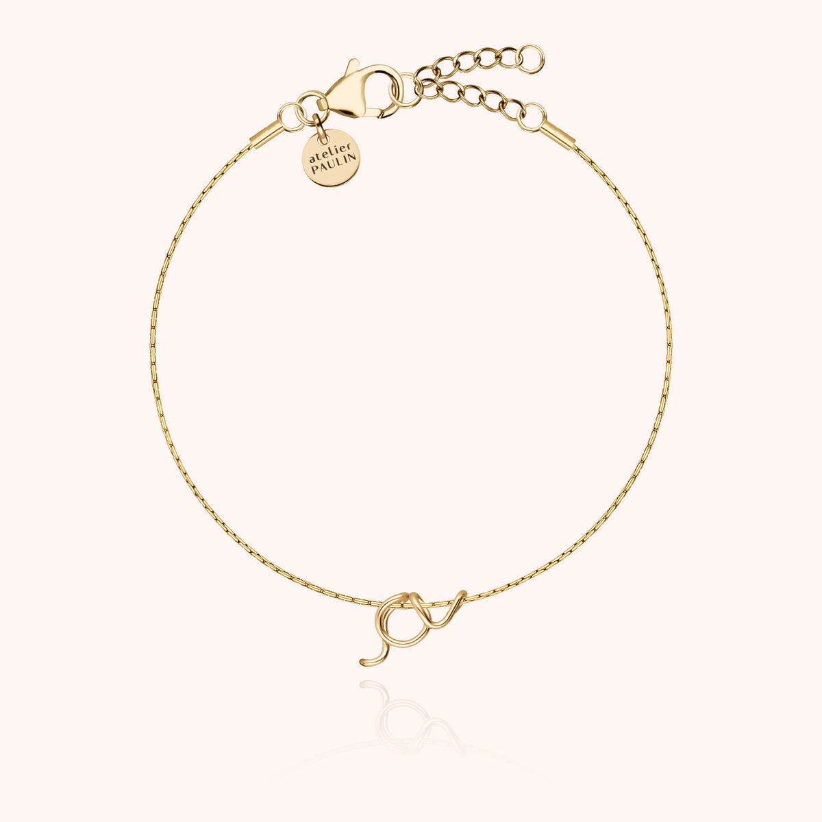 Bracciale Catena Originale Iniziale in filo d'oro giallo laminato 14k