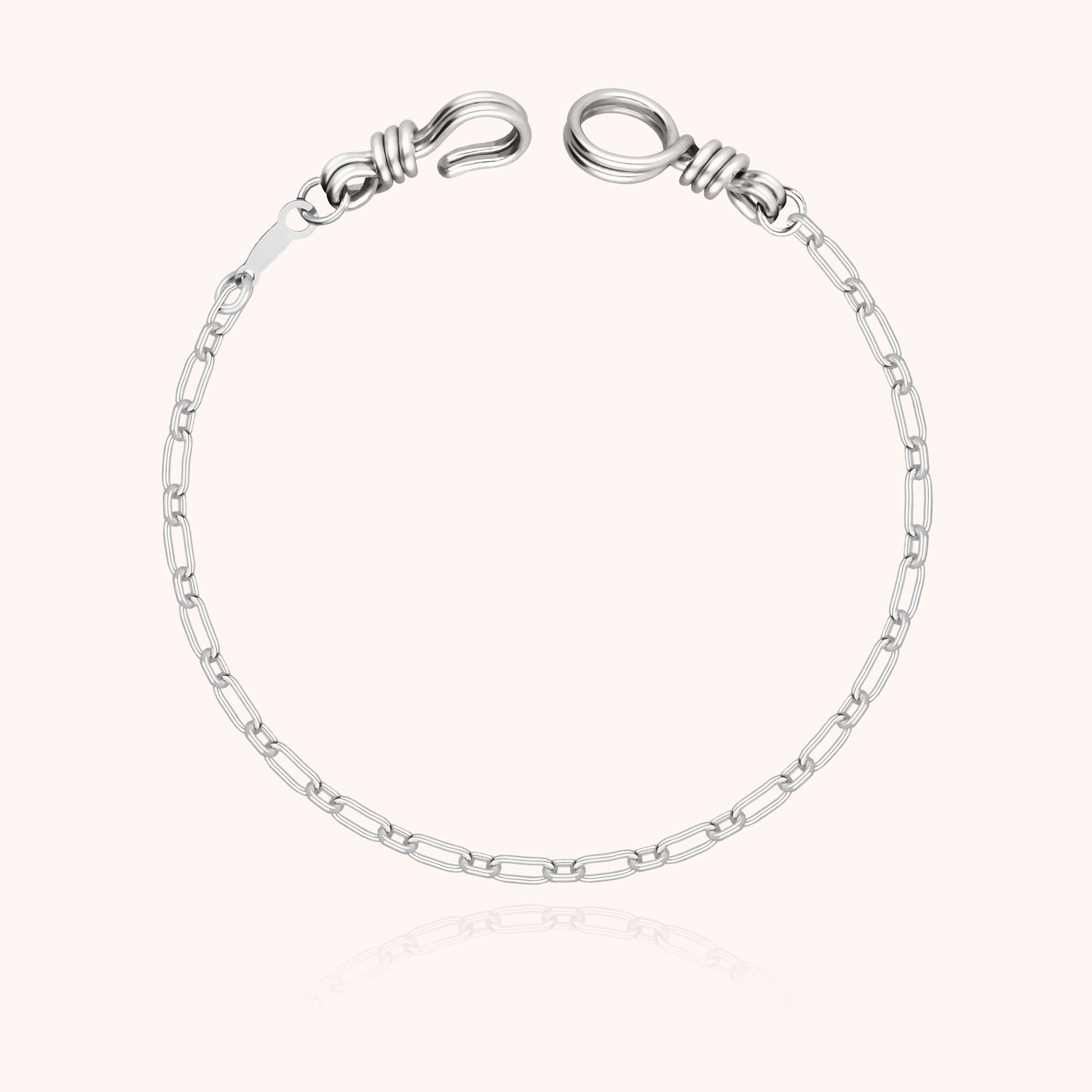 Bracelet Chaîne Rectangle Attache moi — finition artisanale du bijou, argent sterling 925